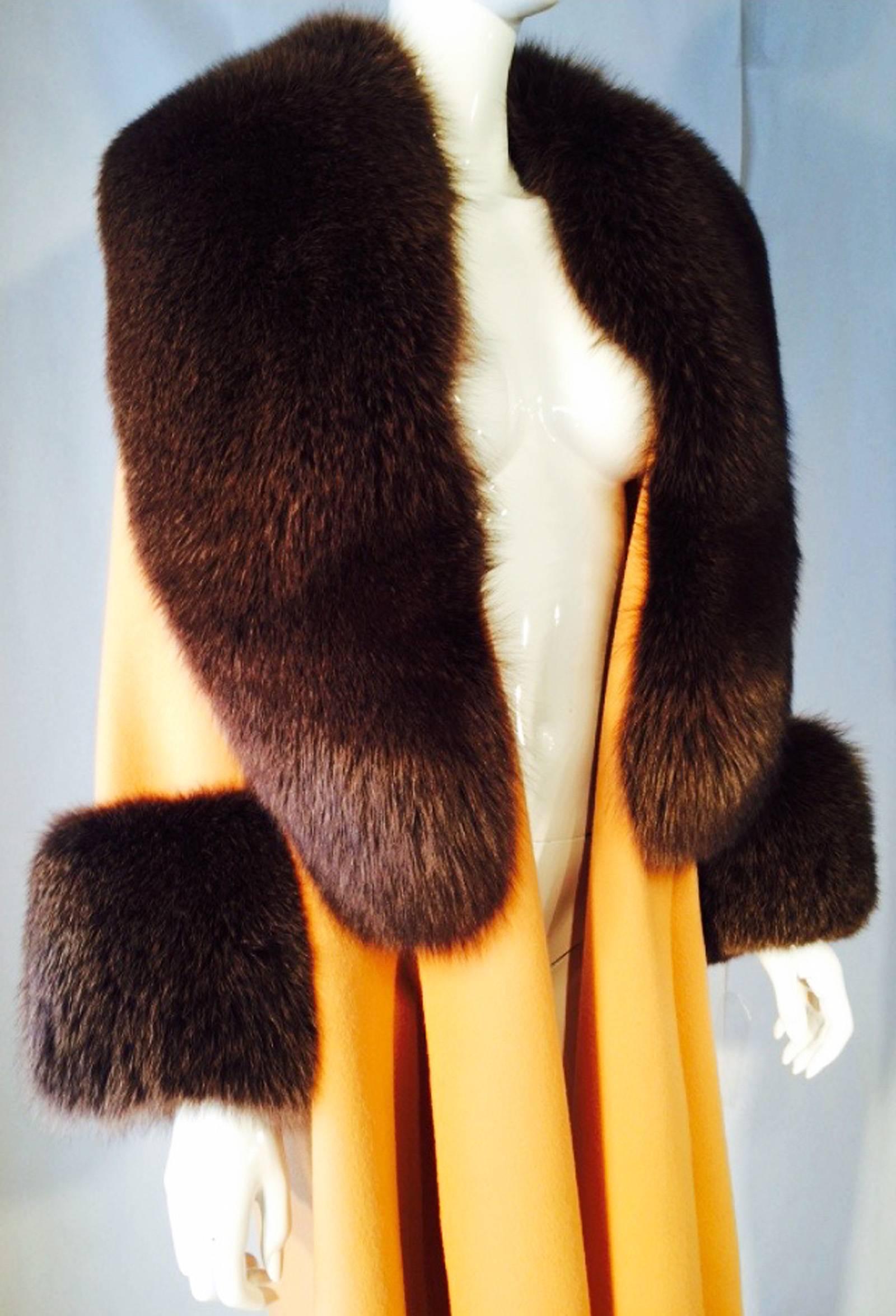 Stunning John Anthony Couture Fox Fur Collar Coat 1970s 1
