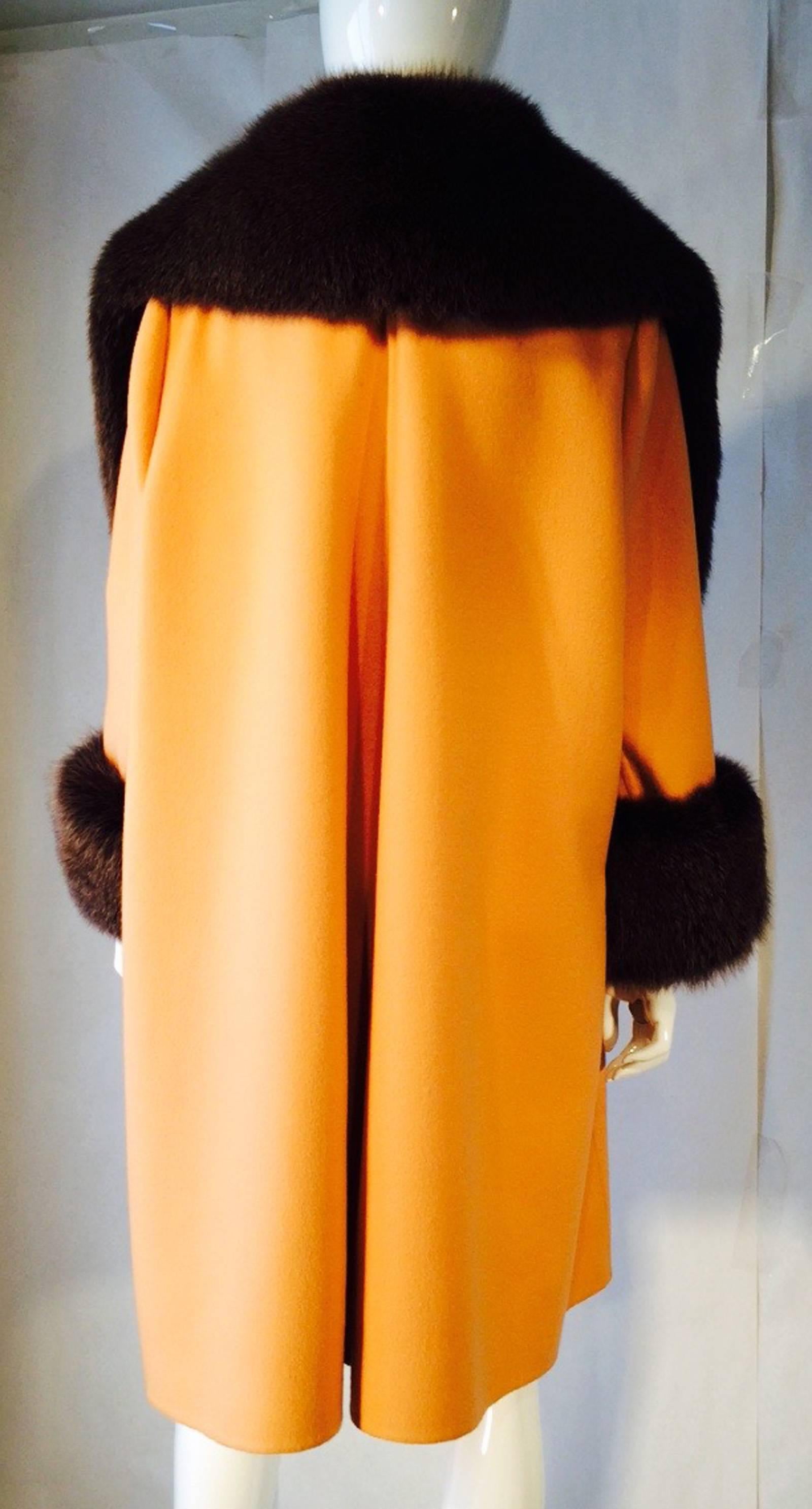 Stunning John Anthony Couture Fox Fur Collar Coat 1970s 2