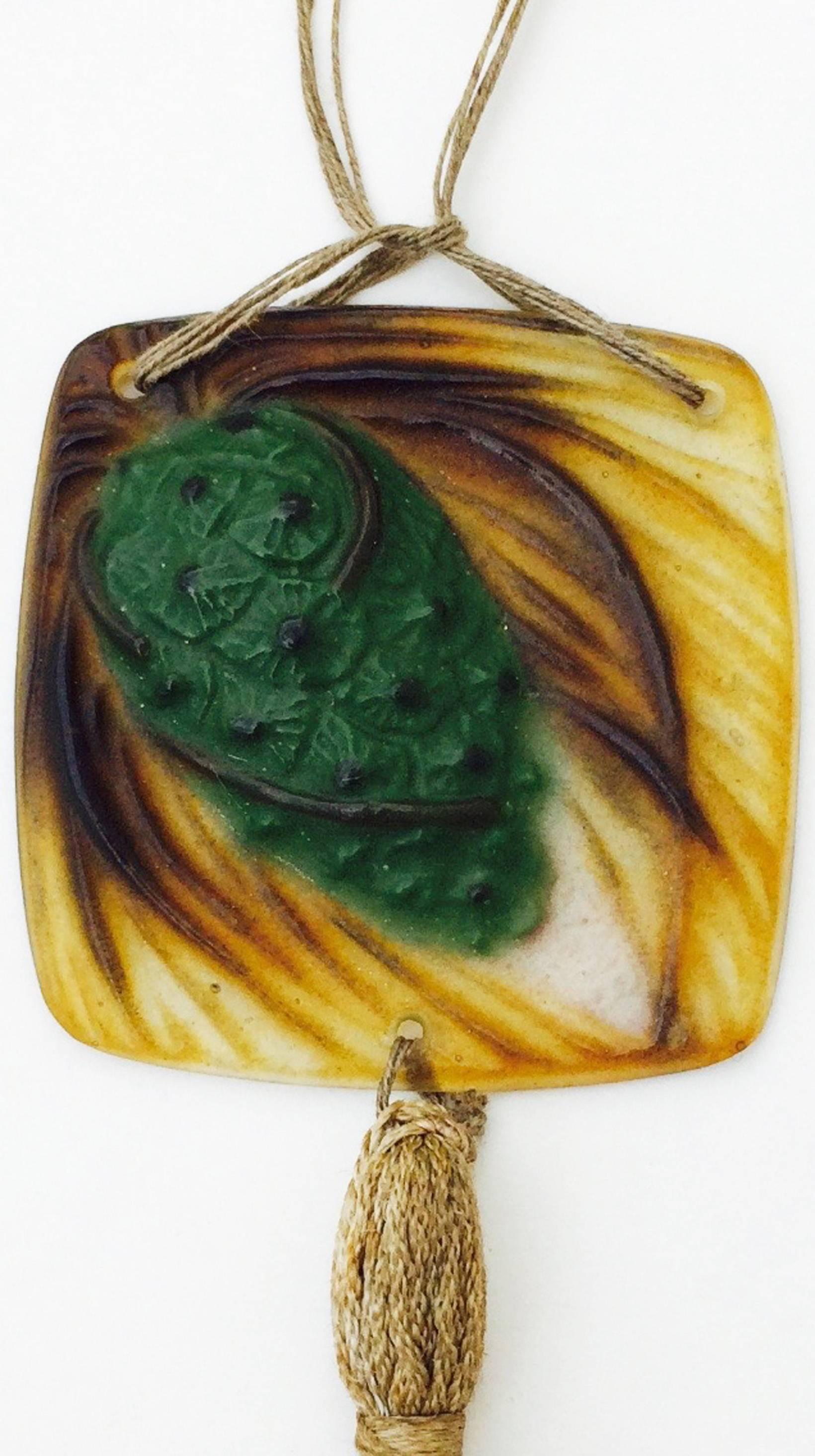 Art Deco Gabriel Argy-Rosseau Pate de Verre Pendant Necklace ca.1921