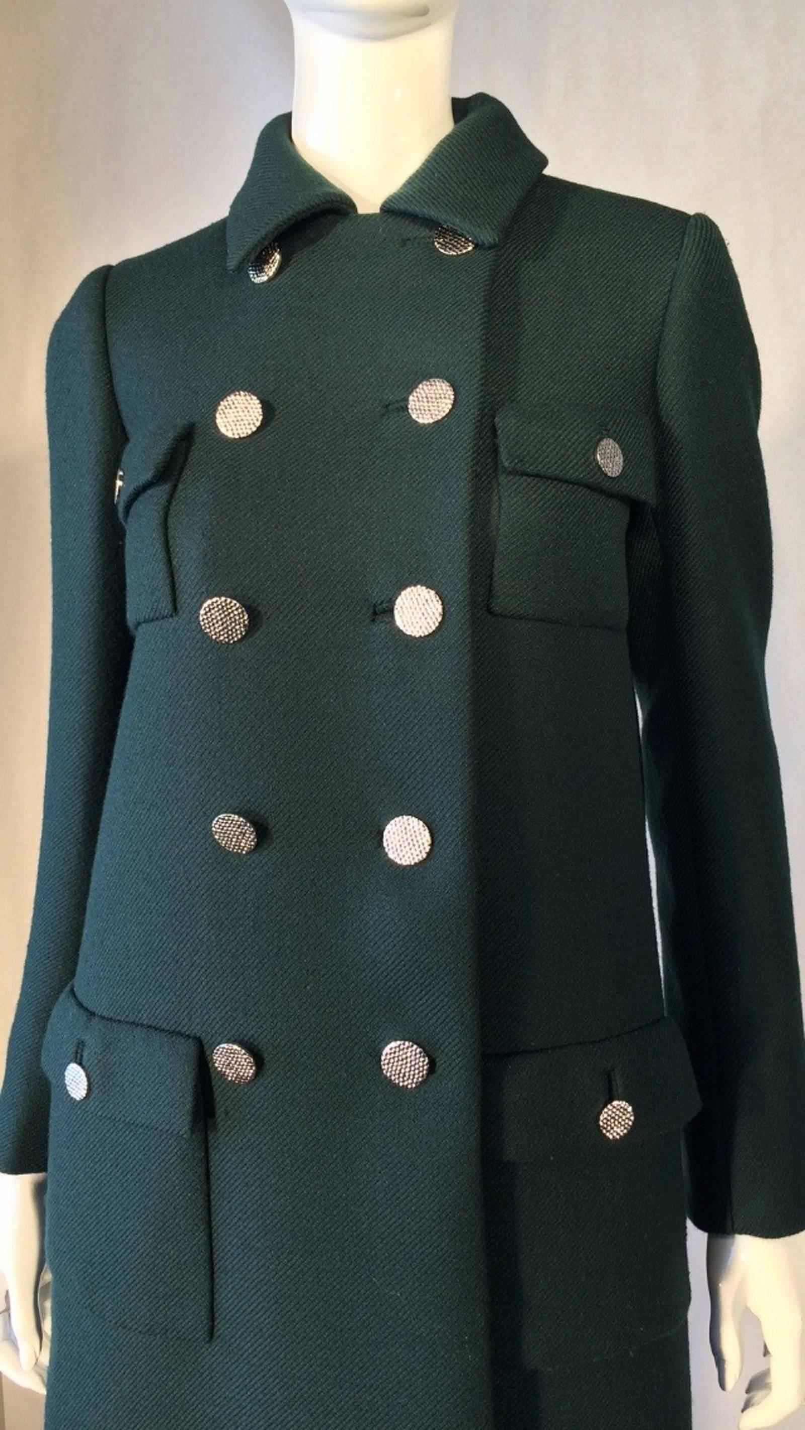Black Norman Norell Military Coat, 1960s For Sale