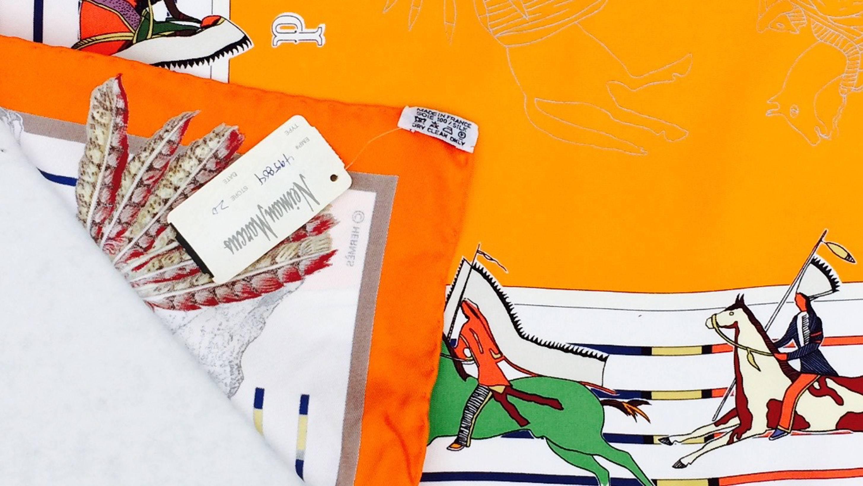 Women's Hermes Pawnee Chief Print Scarf 1980s
