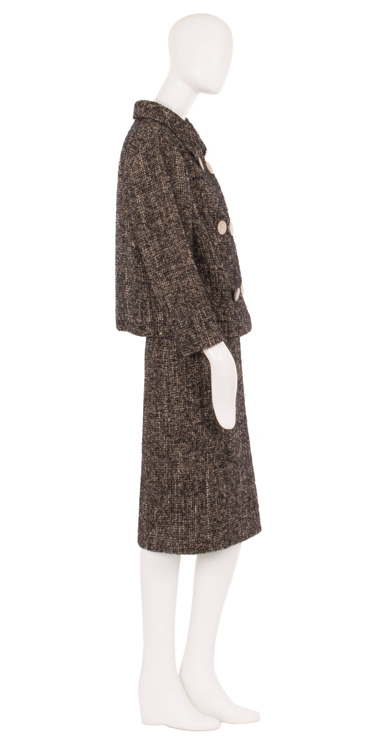 Balenciaga Haute Couture Tweed Skirt Suit, Circa 1967 In Excellent Condition For Sale In London, GB