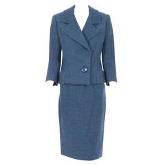 Dior Blue Wool Skirt Suit, Circa 1962