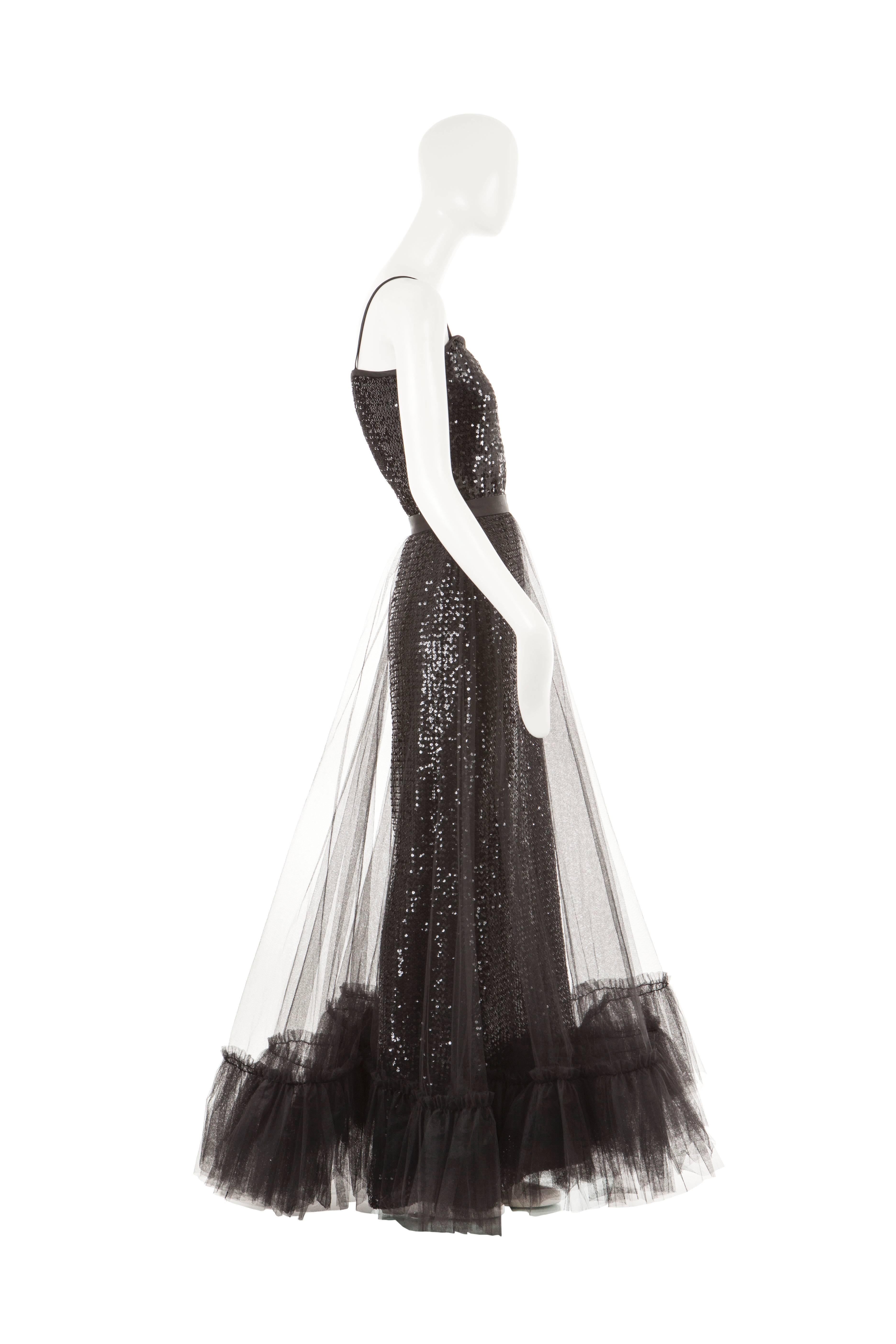 Yves Saint Laurent sequin and tulle gown, 1981 In Excellent Condition For Sale In London, GB