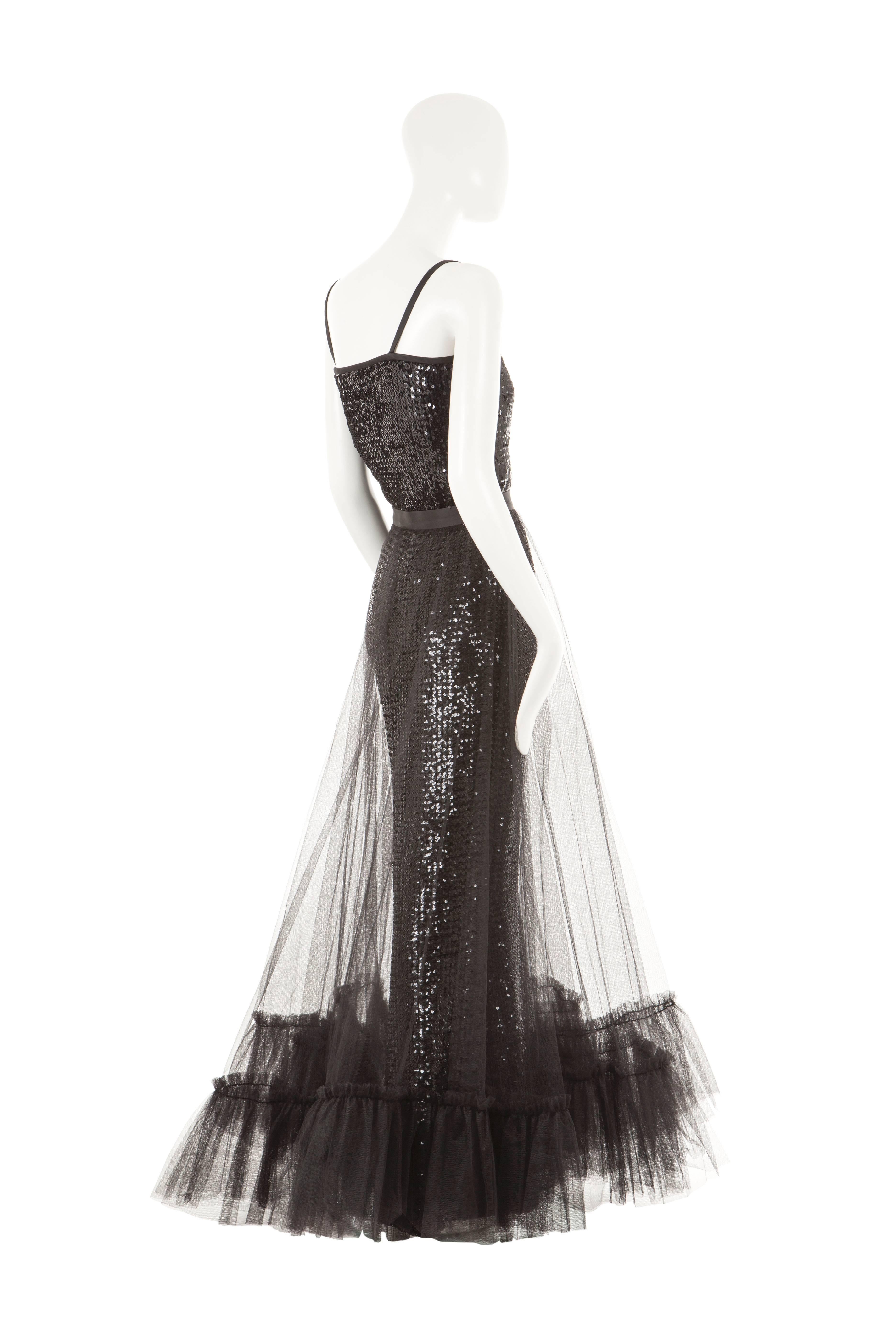 Women's Yves Saint Laurent sequin and tulle gown, 1981 For Sale