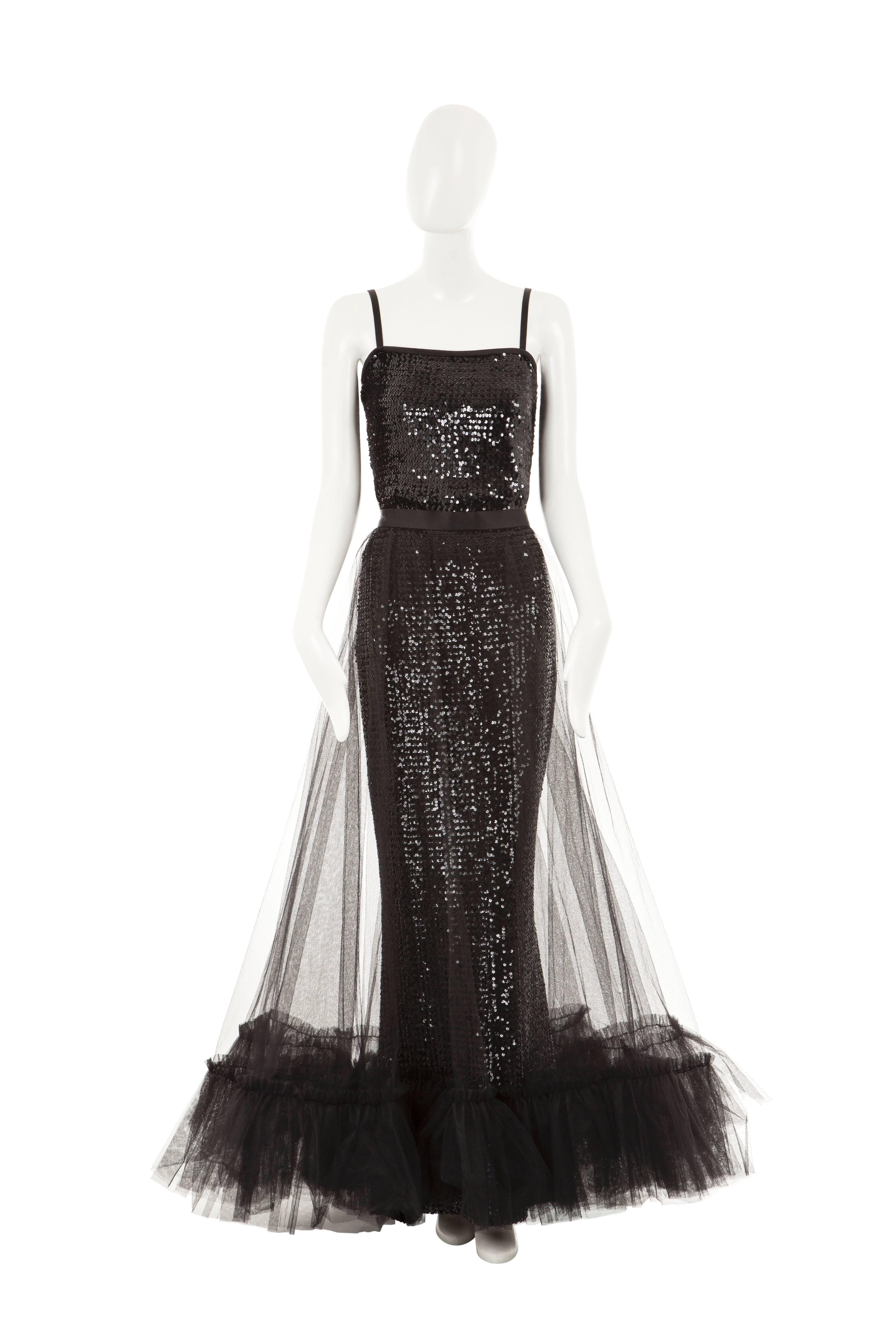 Yves Saint Laurent sequin and tulle gown, 1981 For Sale