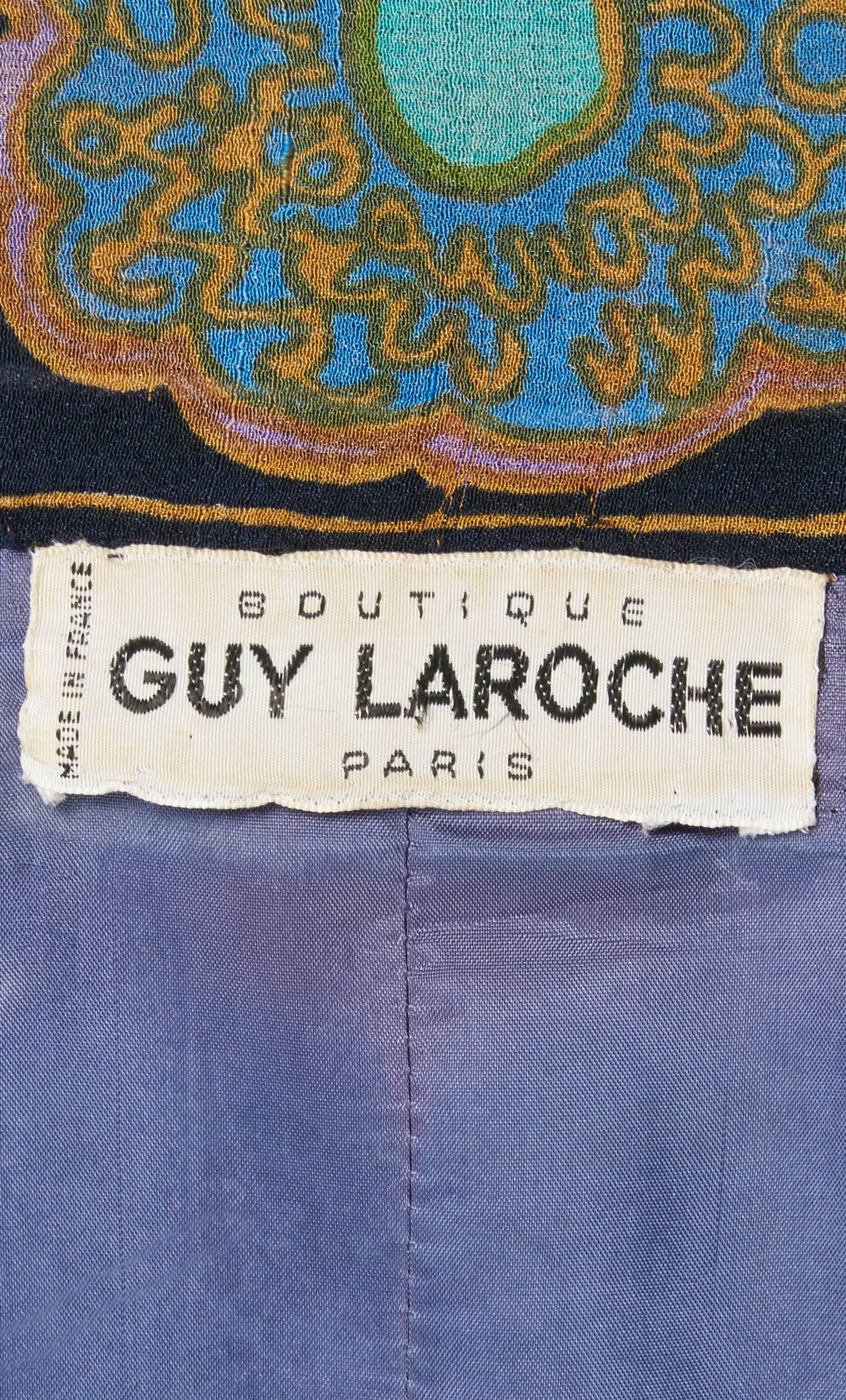Women's Guy Laroche blue patterned dress, circa 1969 For Sale