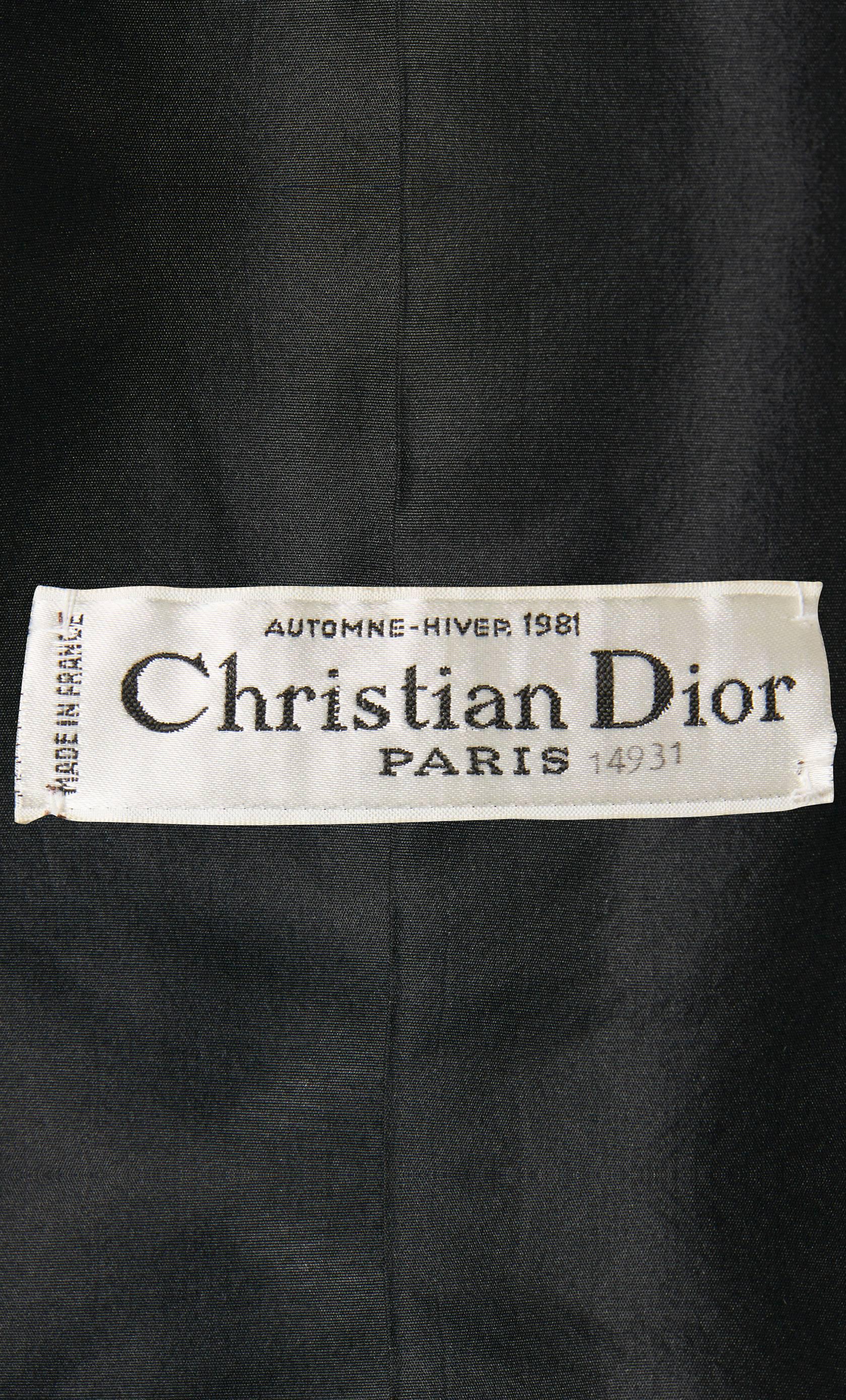 Women's Dior haute couture black skirt suit, Autumn/Winter 1981 For Sale