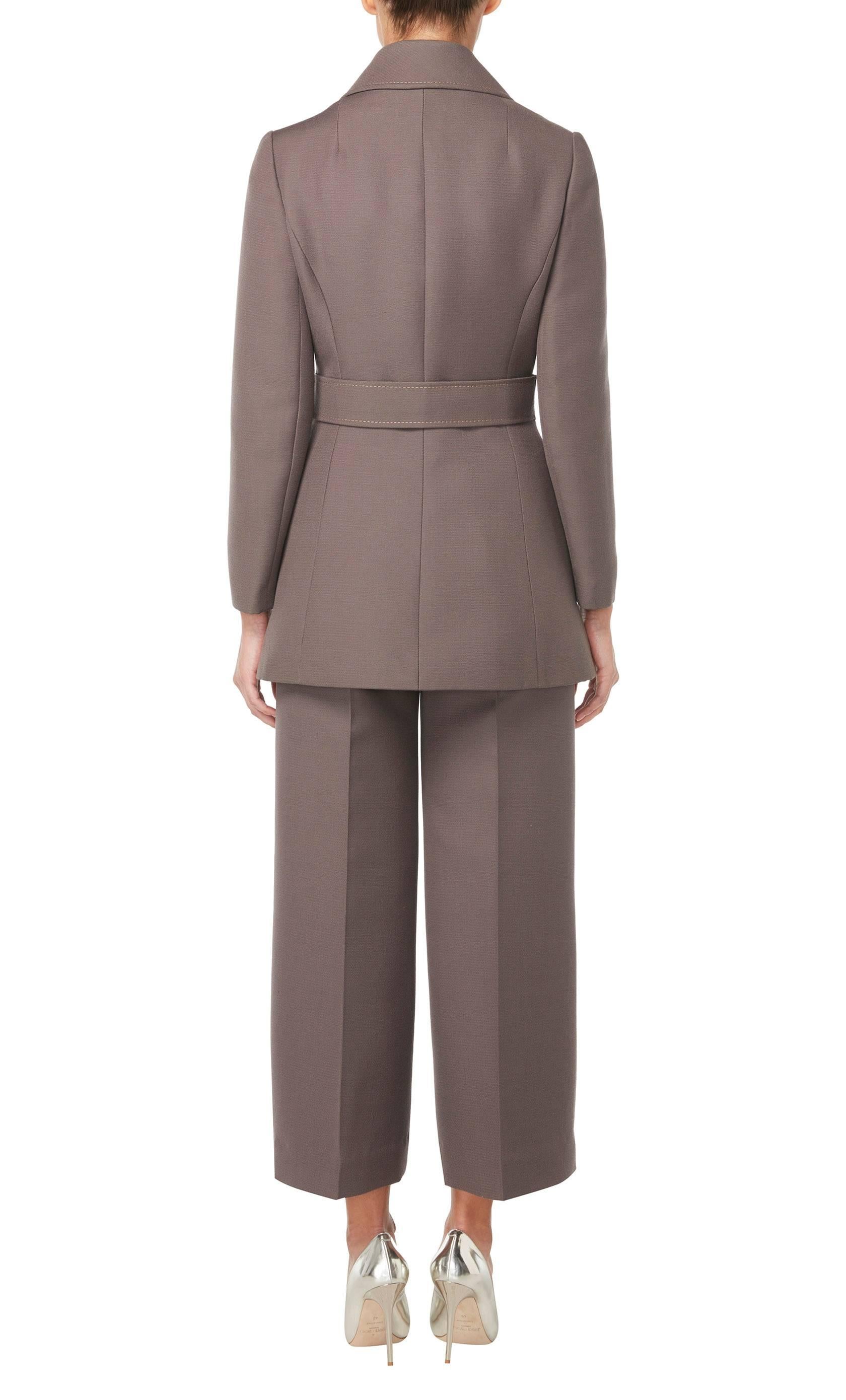 Gray Jean Patou brown trouser suit, circa 1966 For Sale