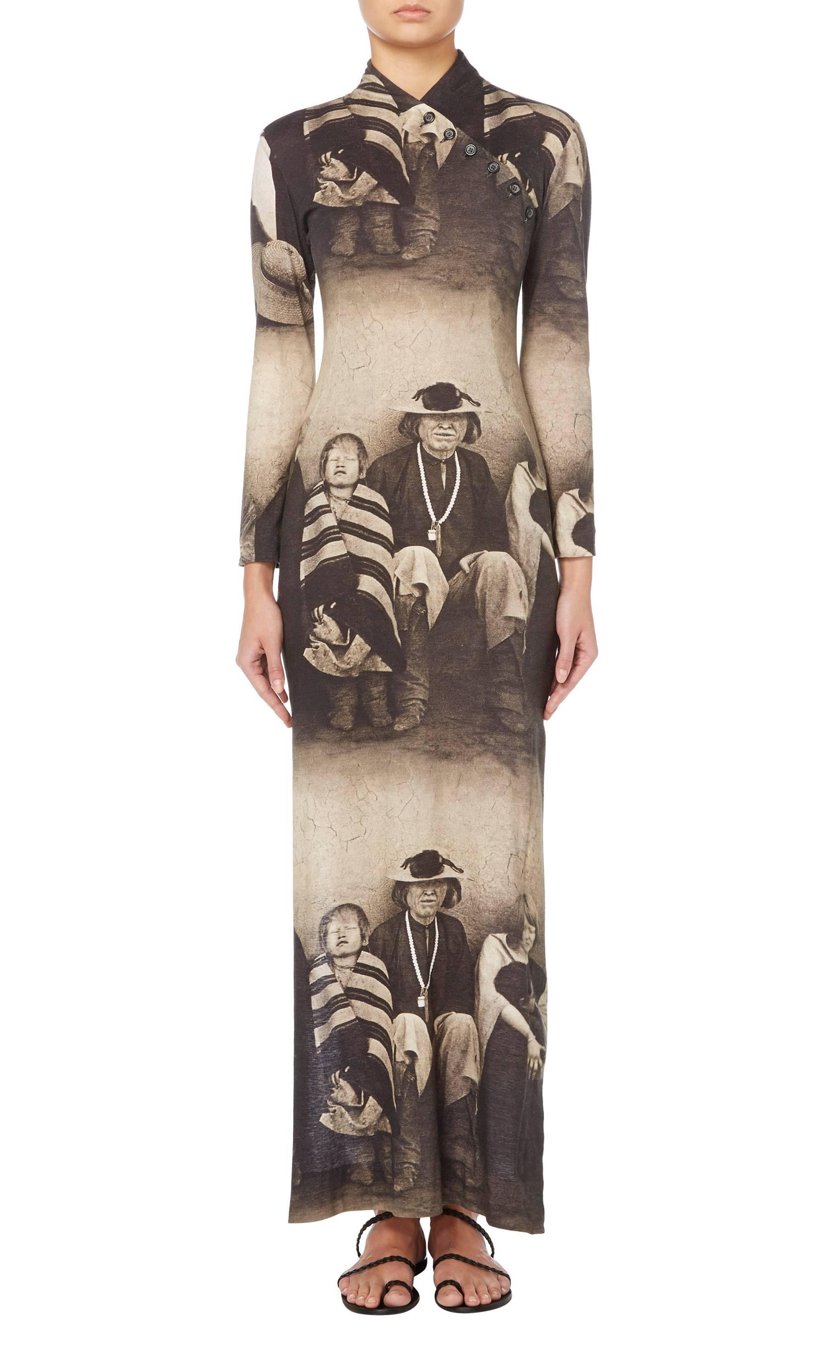 From his Autumn/Winter 1996 Dante collection, this Alexander McQueen dress is a rare and collectable piece. Staged in a church, the collection was heavily inspired by religious iconography, as well as images of war. Constructed in cotton jersey, the