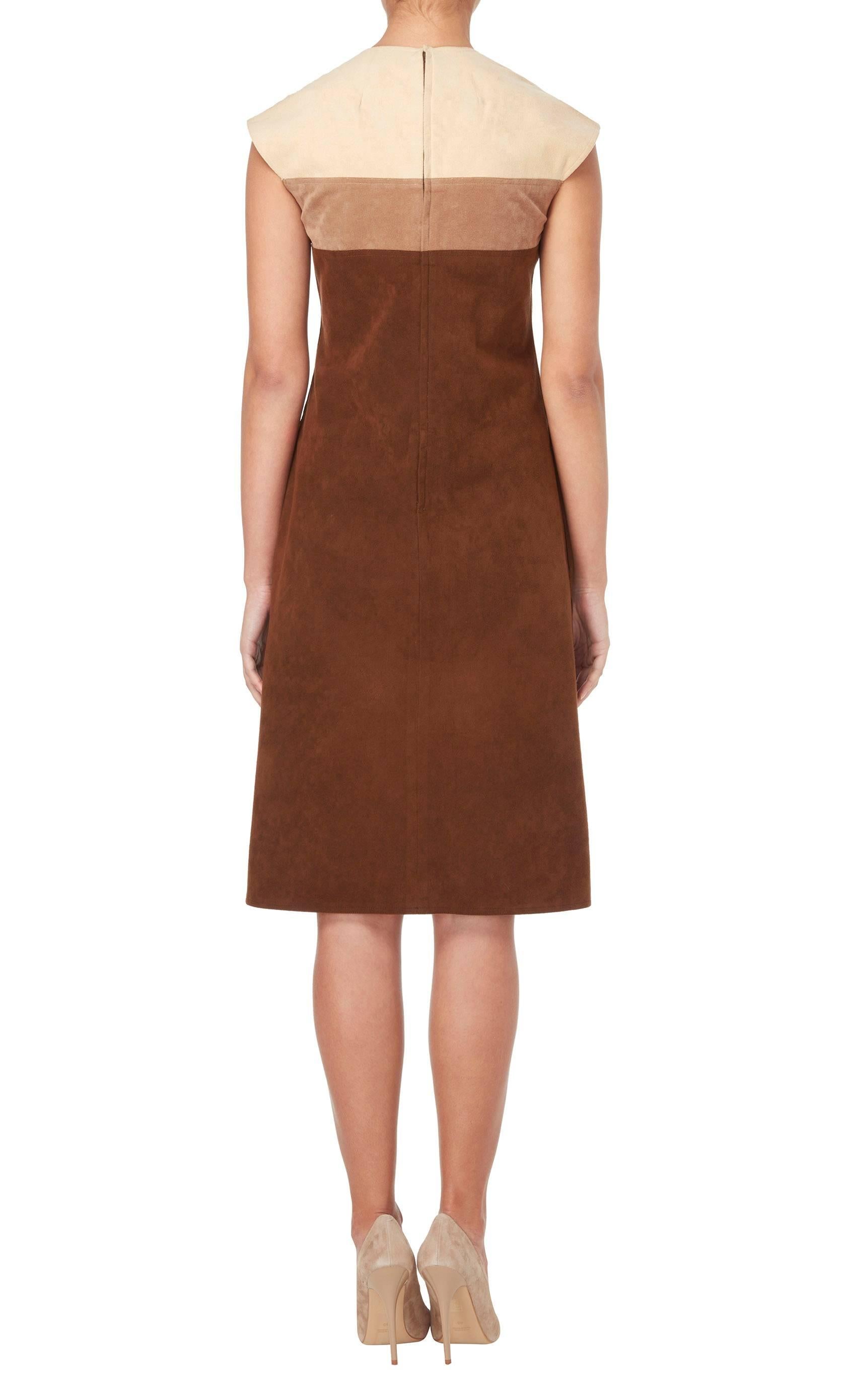 Brown Mollie Parnis brown dress, circa 1965 For Sale