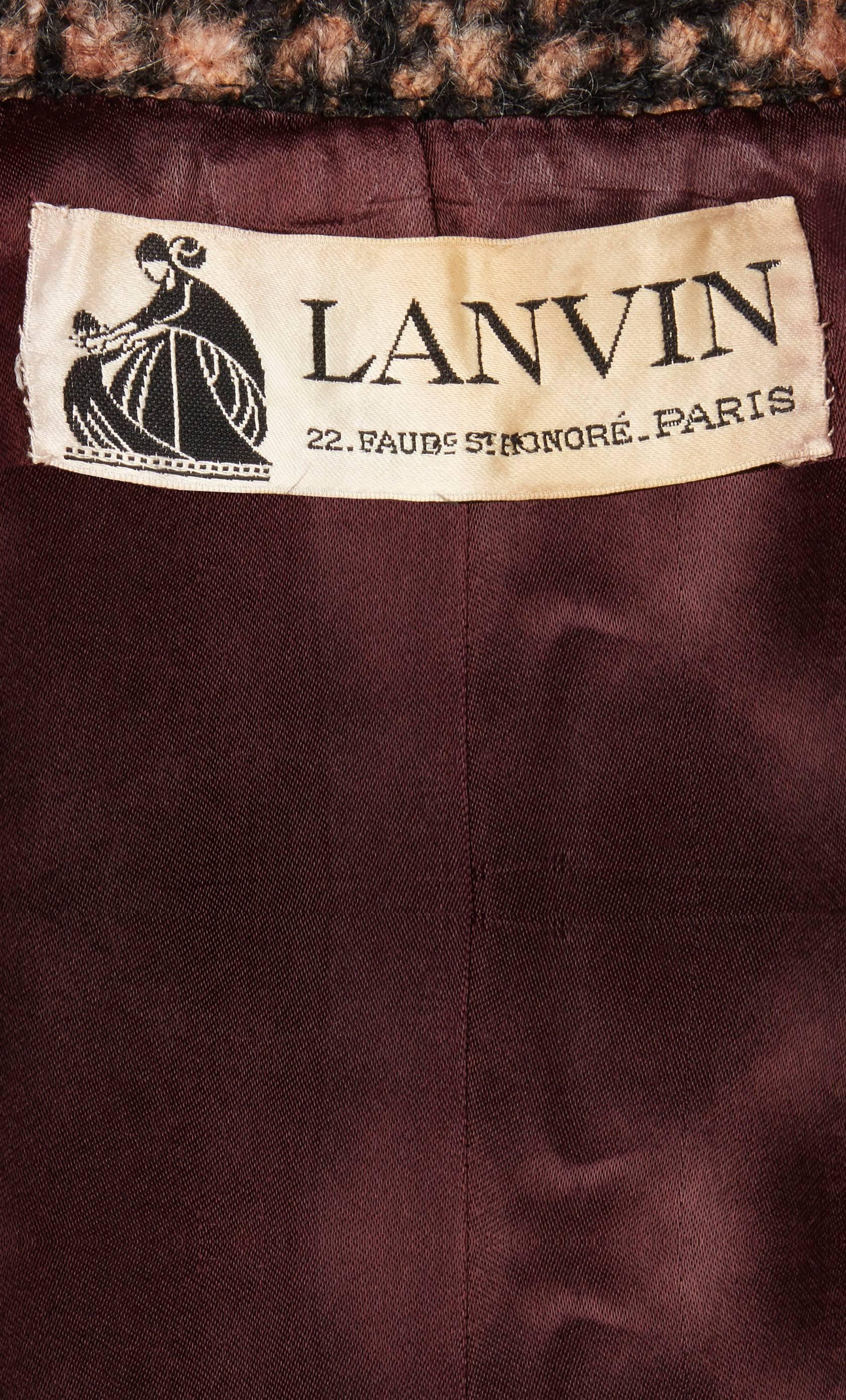 Women's Lanvin haute couture brown tartan skirt suit, circa 1967 For Sale