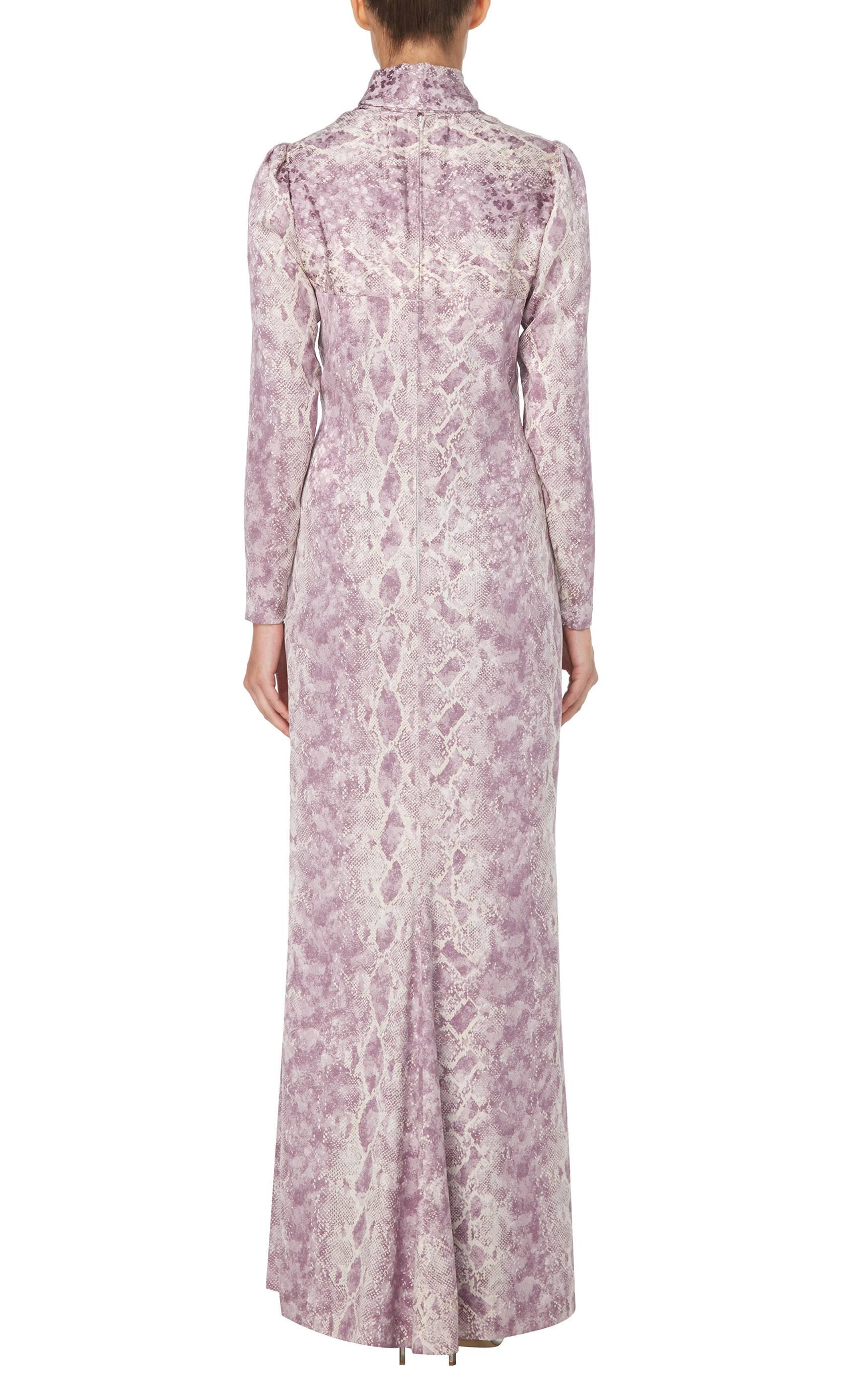 Gray Yves Saint Laurent Haute Couture purple printed dress, Spring/Summer 1970 For Sale