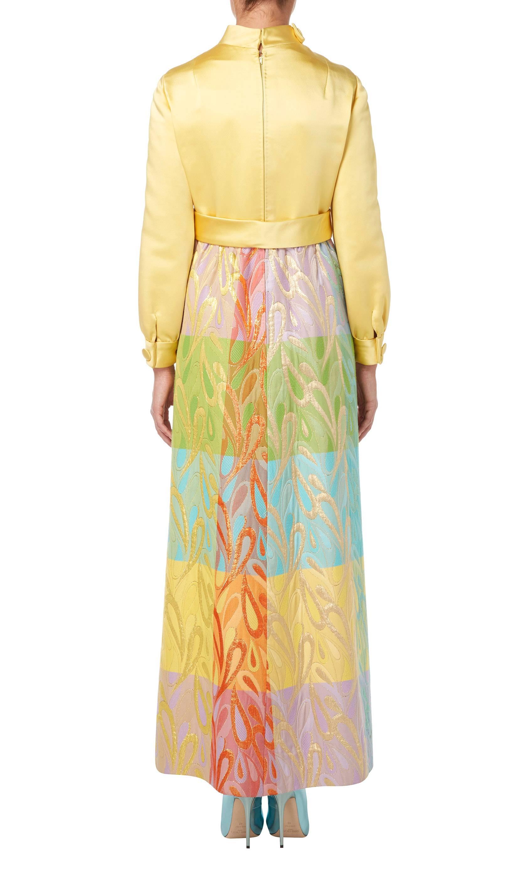 Beige Malcolm Starr multicoloured dress, circa 1968