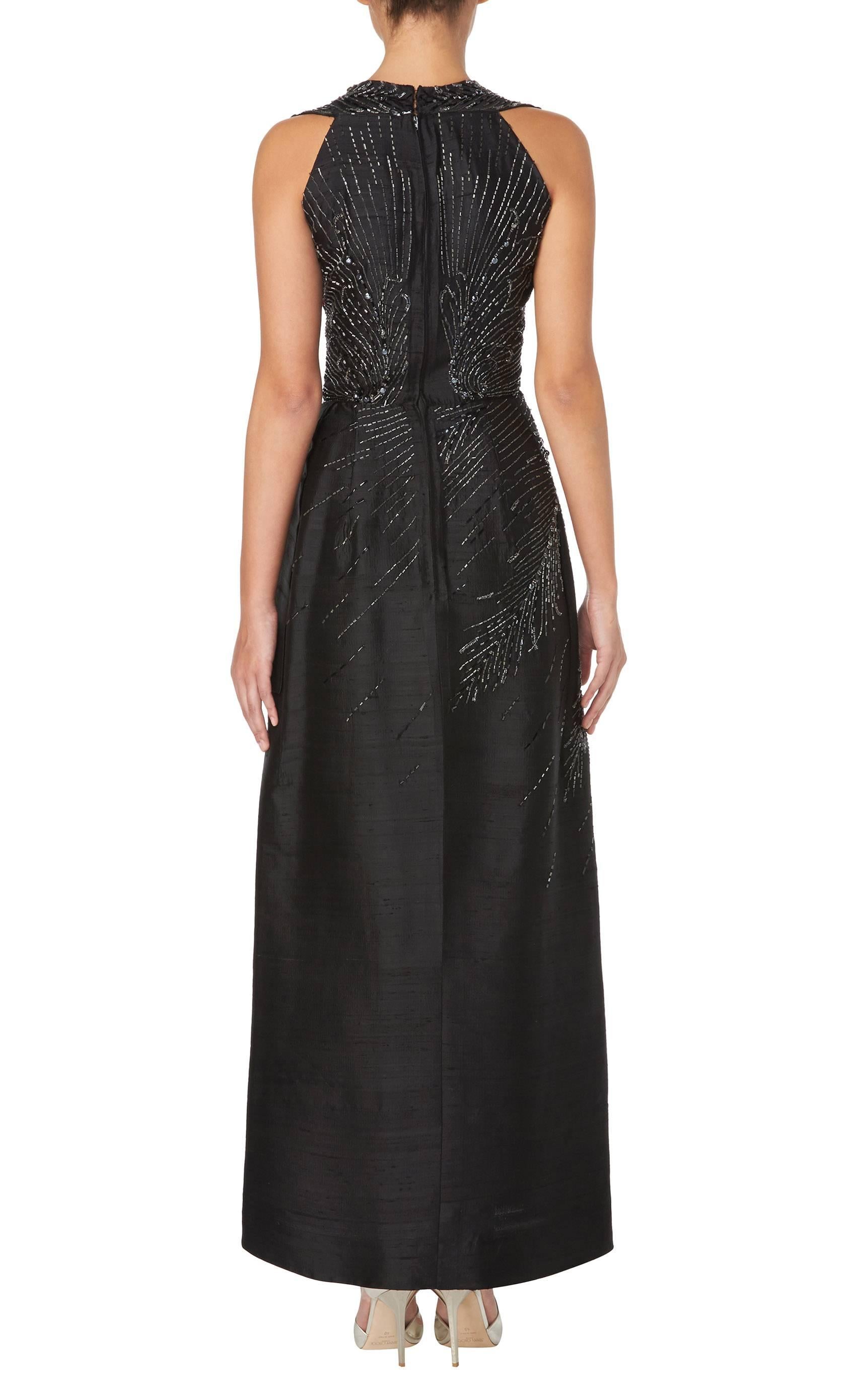 Black Bruyere Haute couture black silk dress, circa 1955 For Sale