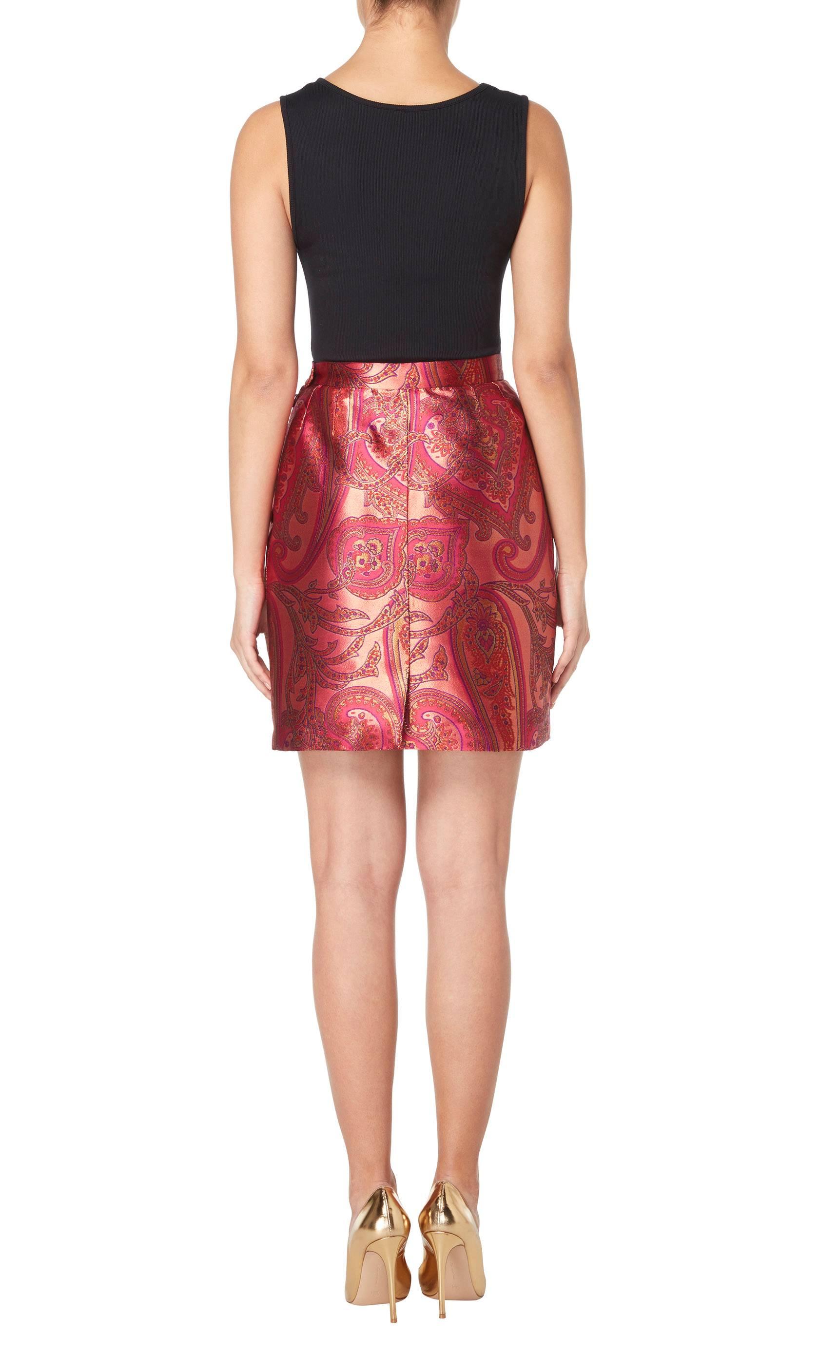 Brown Yves Saint Laurent pink paisley skirt, circa 1978