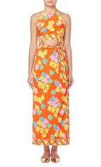 Oscar de la Renta orange floral resort suit, circa 1965