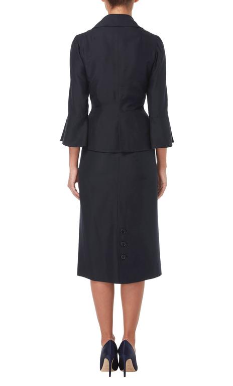 Jacques Fath navy skirt suit, circa 1959 at 1stDibs