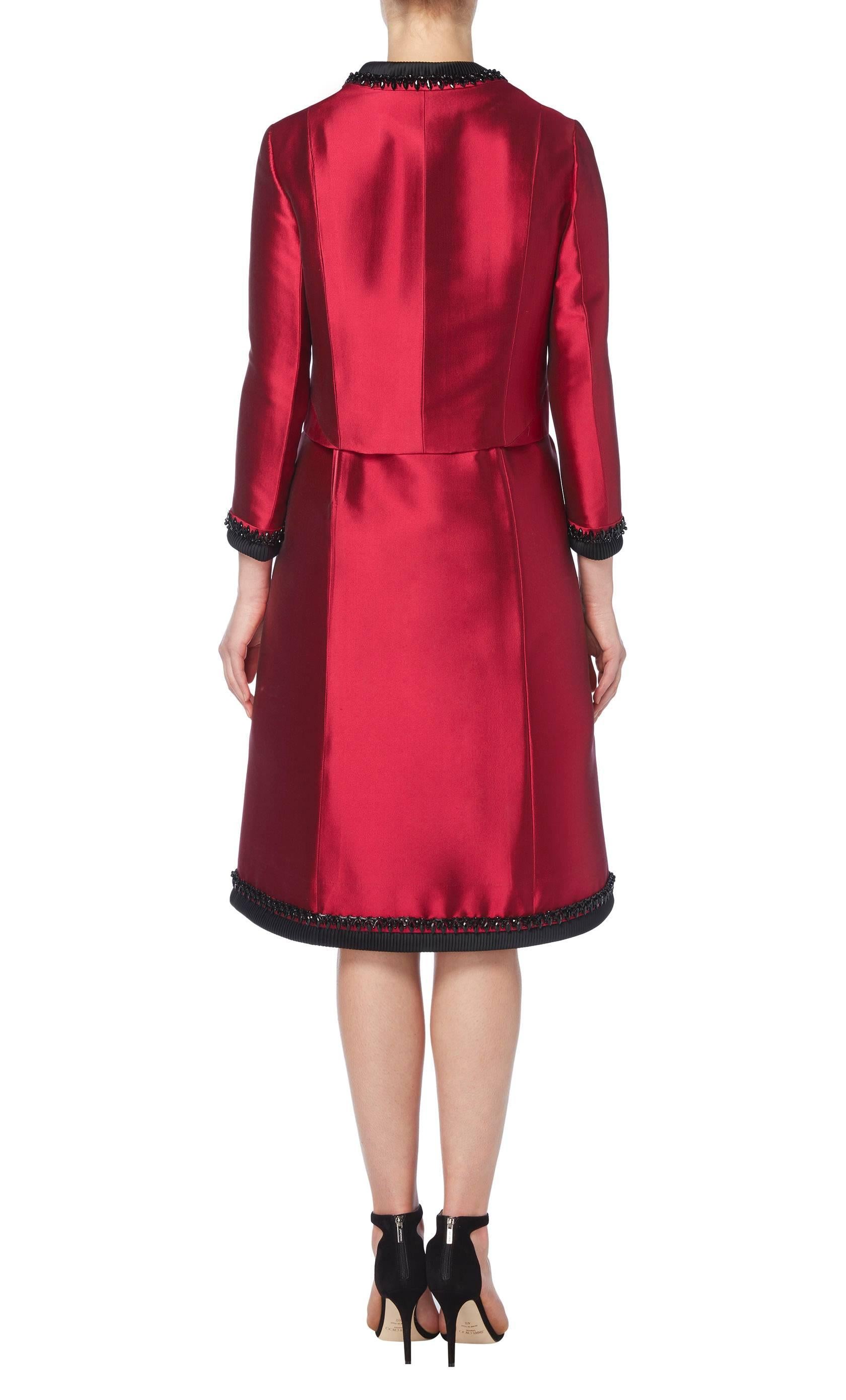 Red Pierre Balmain haute couture red dress suit, circa 1966 For Sale