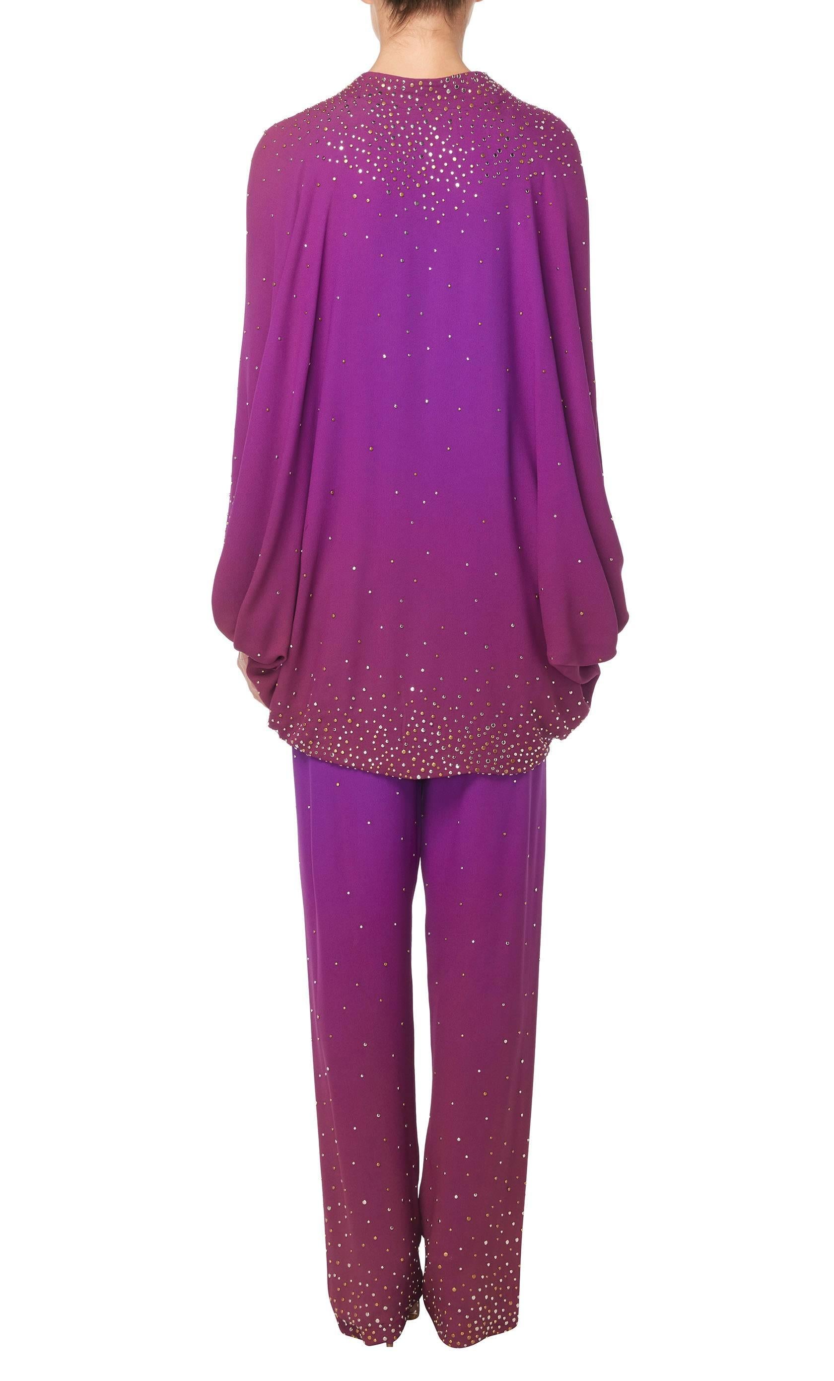 Purple Halston purple trousers & top, circa 1975 For Sale