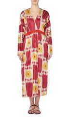 Great Unknown red & yellow Ikat print robe, circa 1900