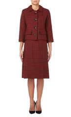 Balenciaga red houndstooth skirt suit, circa 1960