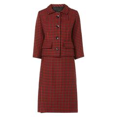 Balenciaga red houndstooth skirt suit, circa 1960