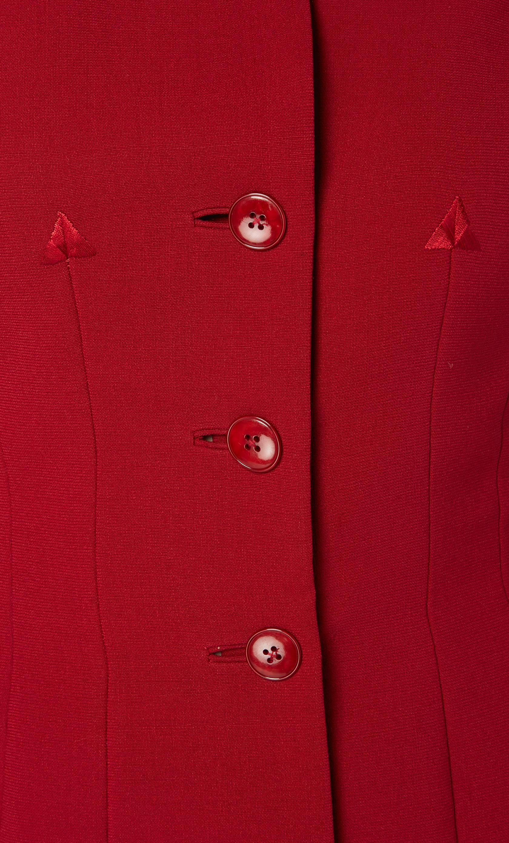 Jacques Fath red skirt suit, circa 1955 In Excellent Condition For Sale In London, GB