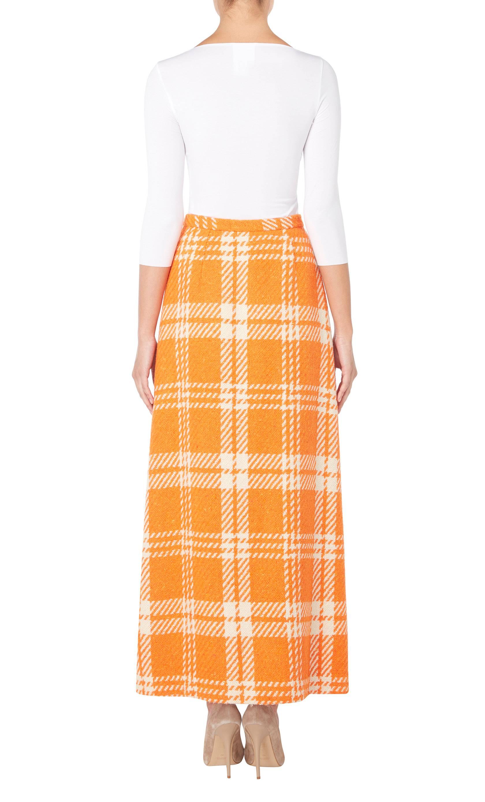 Orange Great Unknown orange houndstooth skirt, circa 1965
