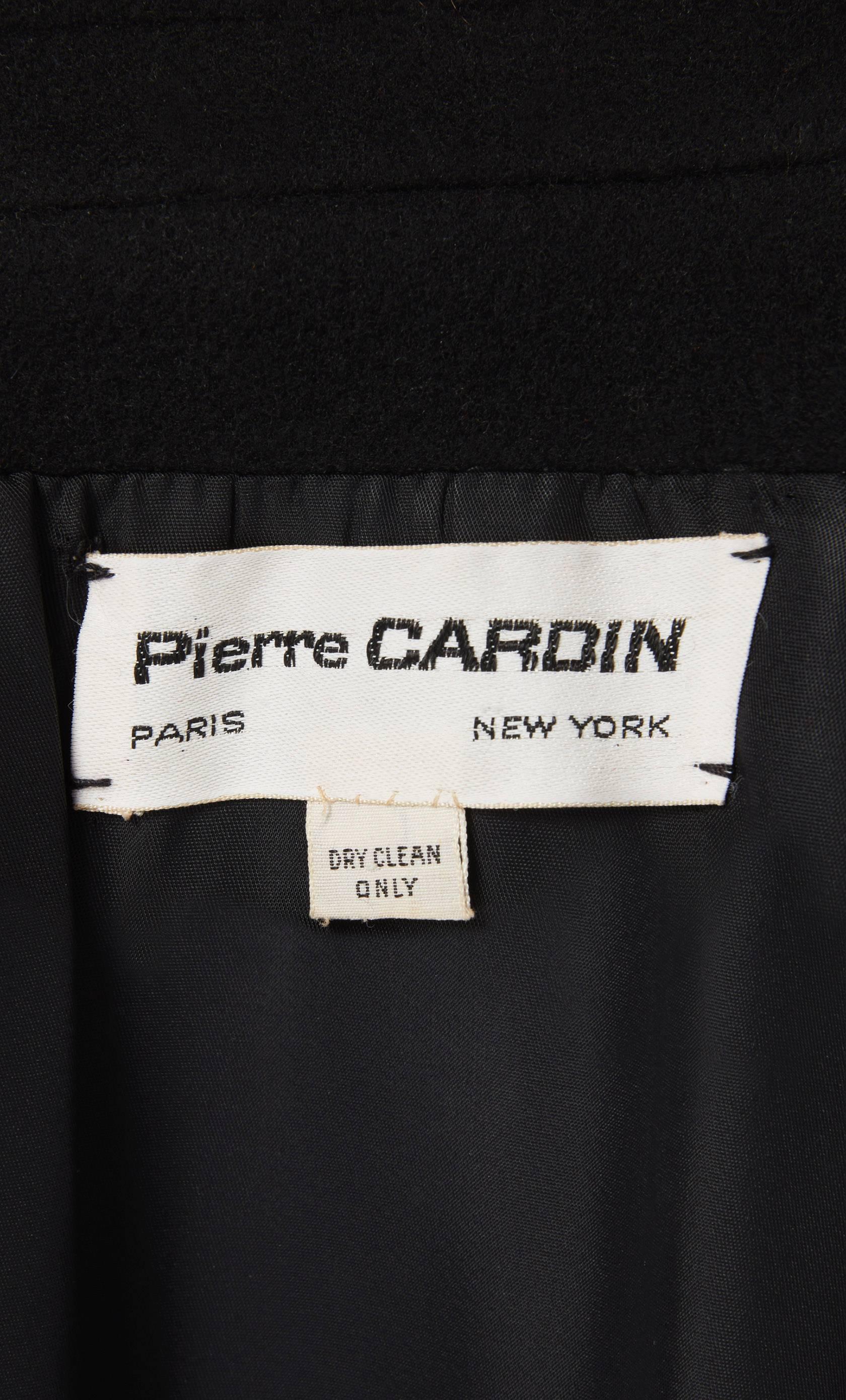 Pierre Cardin black coat, circa 1964 In Excellent Condition For Sale In London, GB