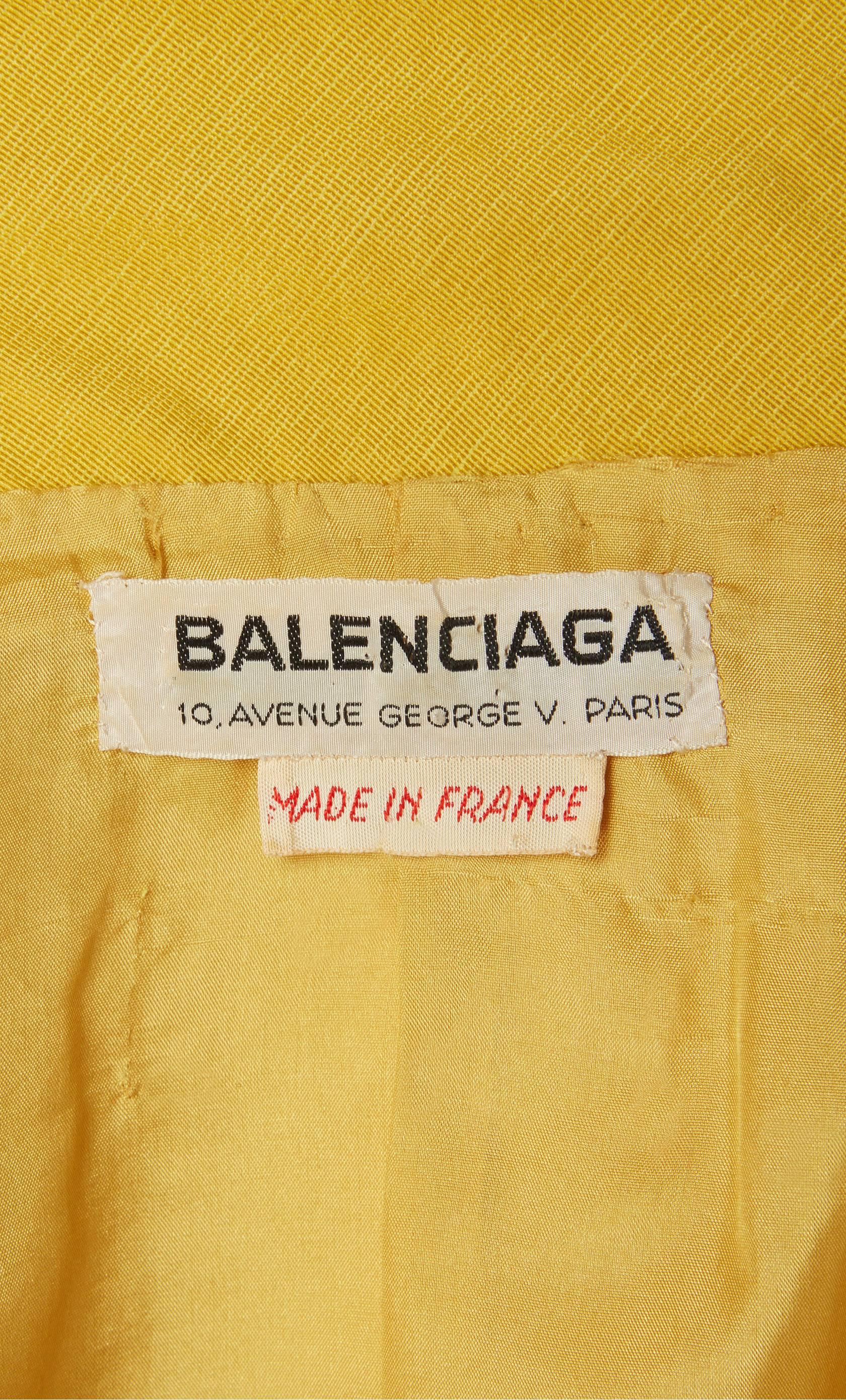 Balenciaga haute couture yellow skirt suit, circa 1963 In Excellent Condition In London, GB