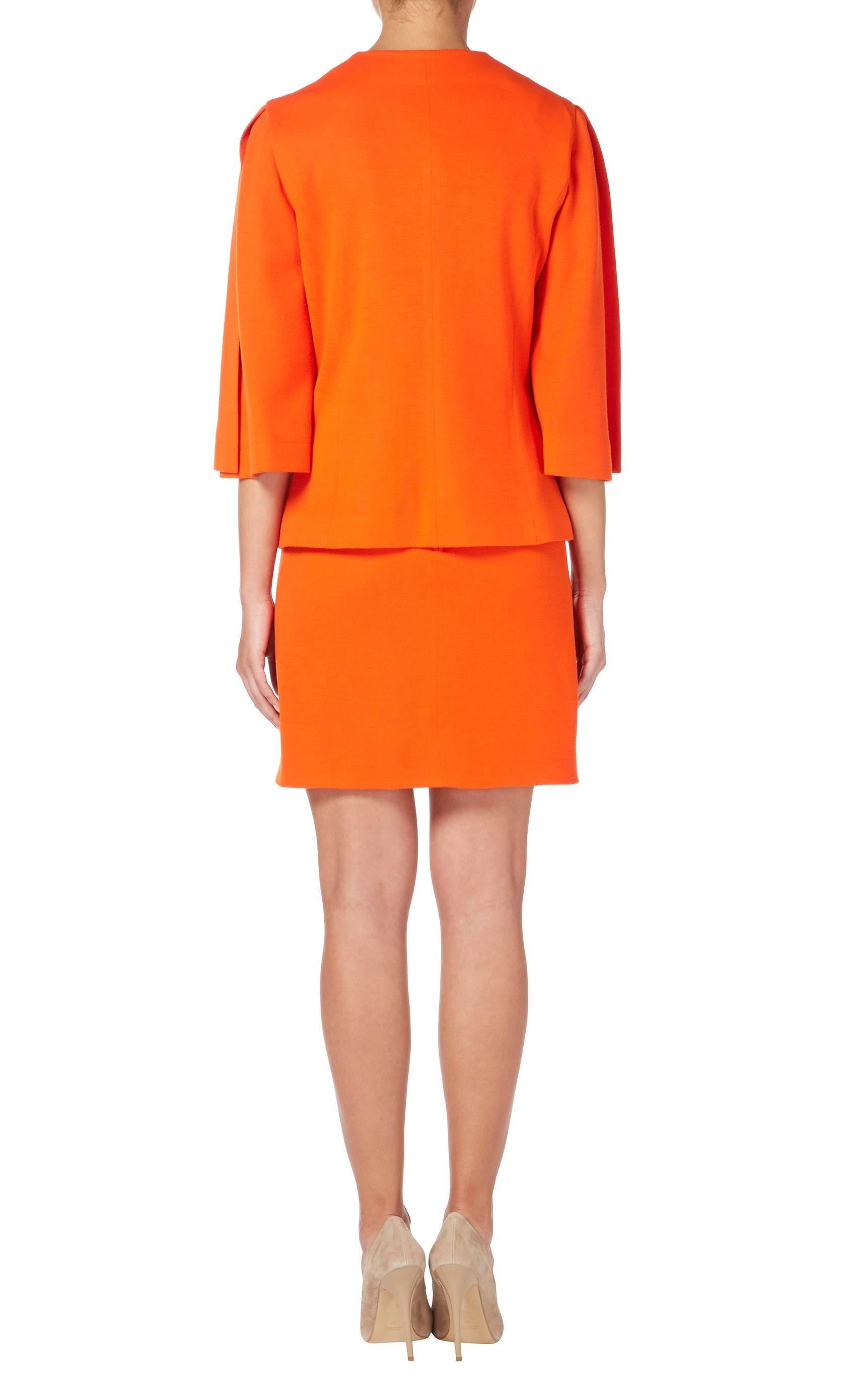 Red Pierre Cardin orange skirt suit, circa 1980 For Sale