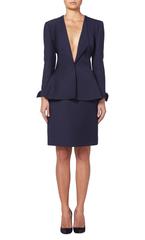 Pauline Trigère navy skirt suit, circa 1980