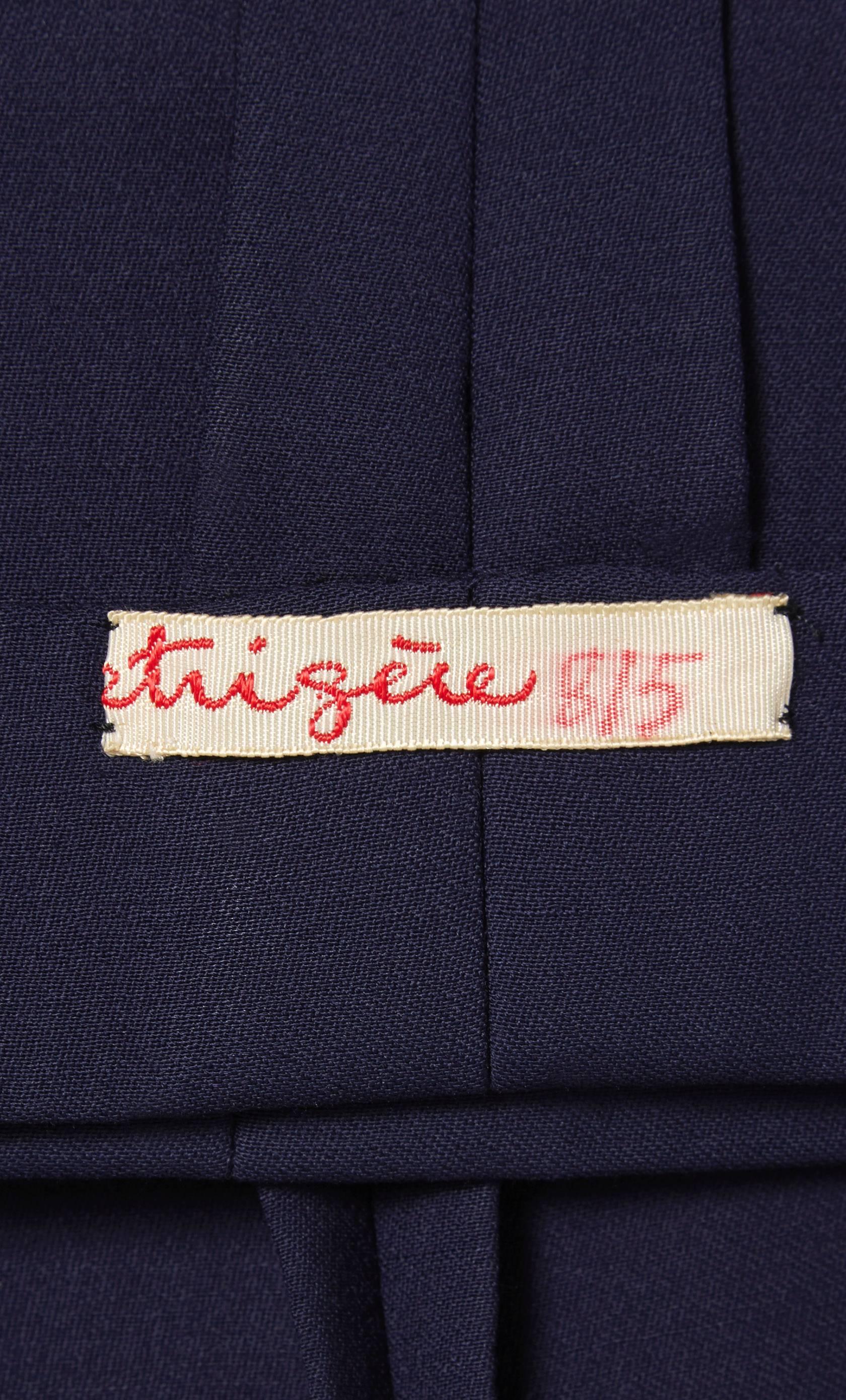 Women's Pauline Trigère navy skirt suit, circa 1980 For Sale