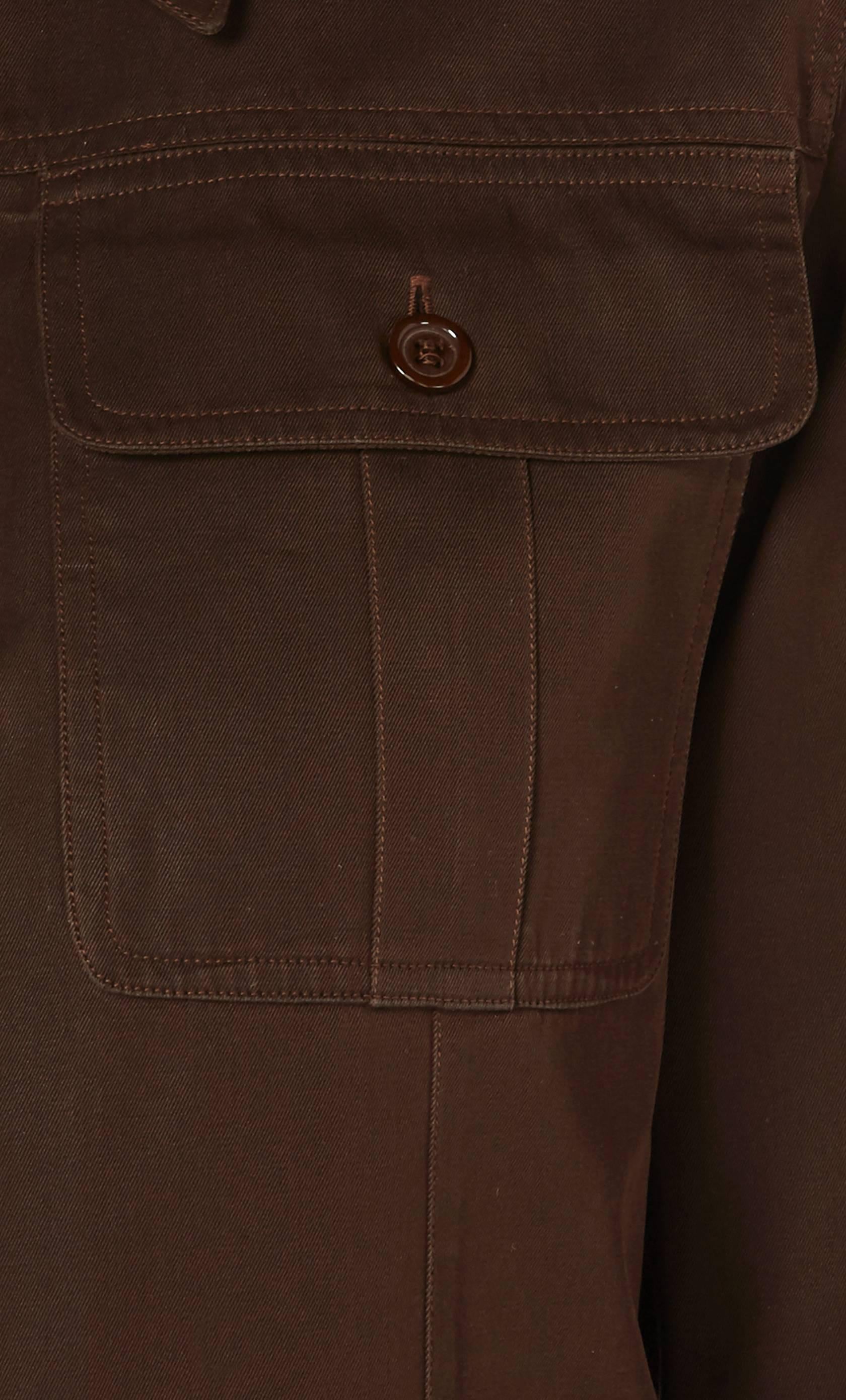 Yves Saint Laurent brown safari trouser suit, circa 1972 In Excellent Condition For Sale In London, GB
