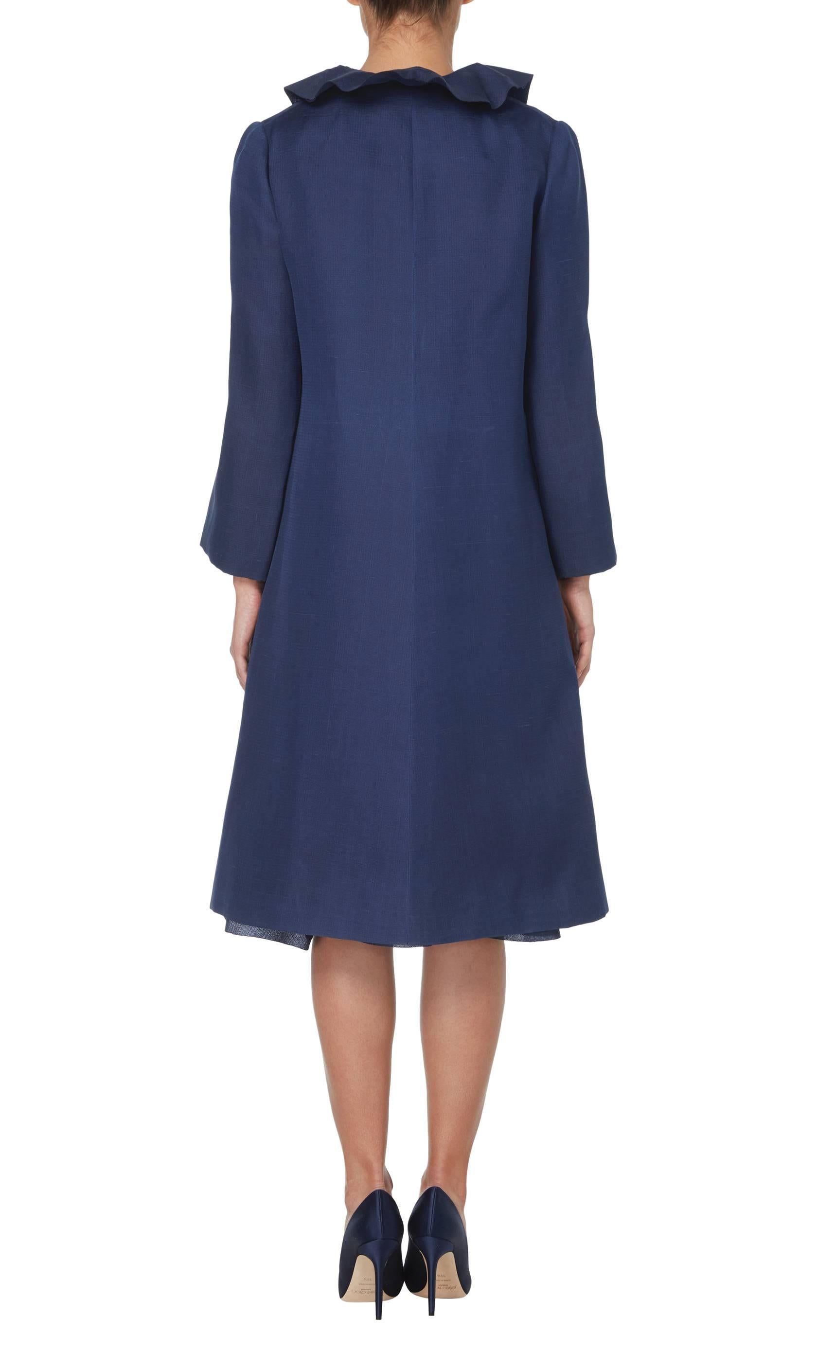 Dior haute couture navy dress & coat, Spring/Summer 1972 In Excellent Condition In London, GB