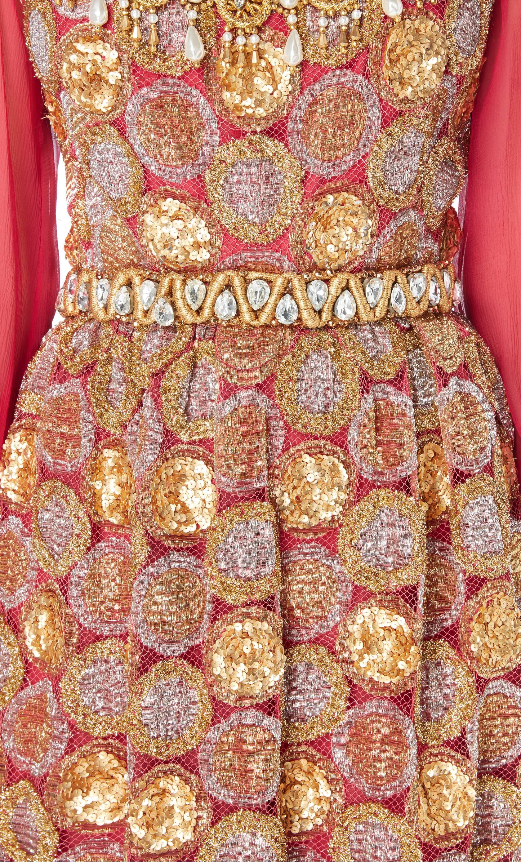 Oscar de la Renta pink and gold dress, Circa 1968 In Excellent Condition For Sale In London, GB