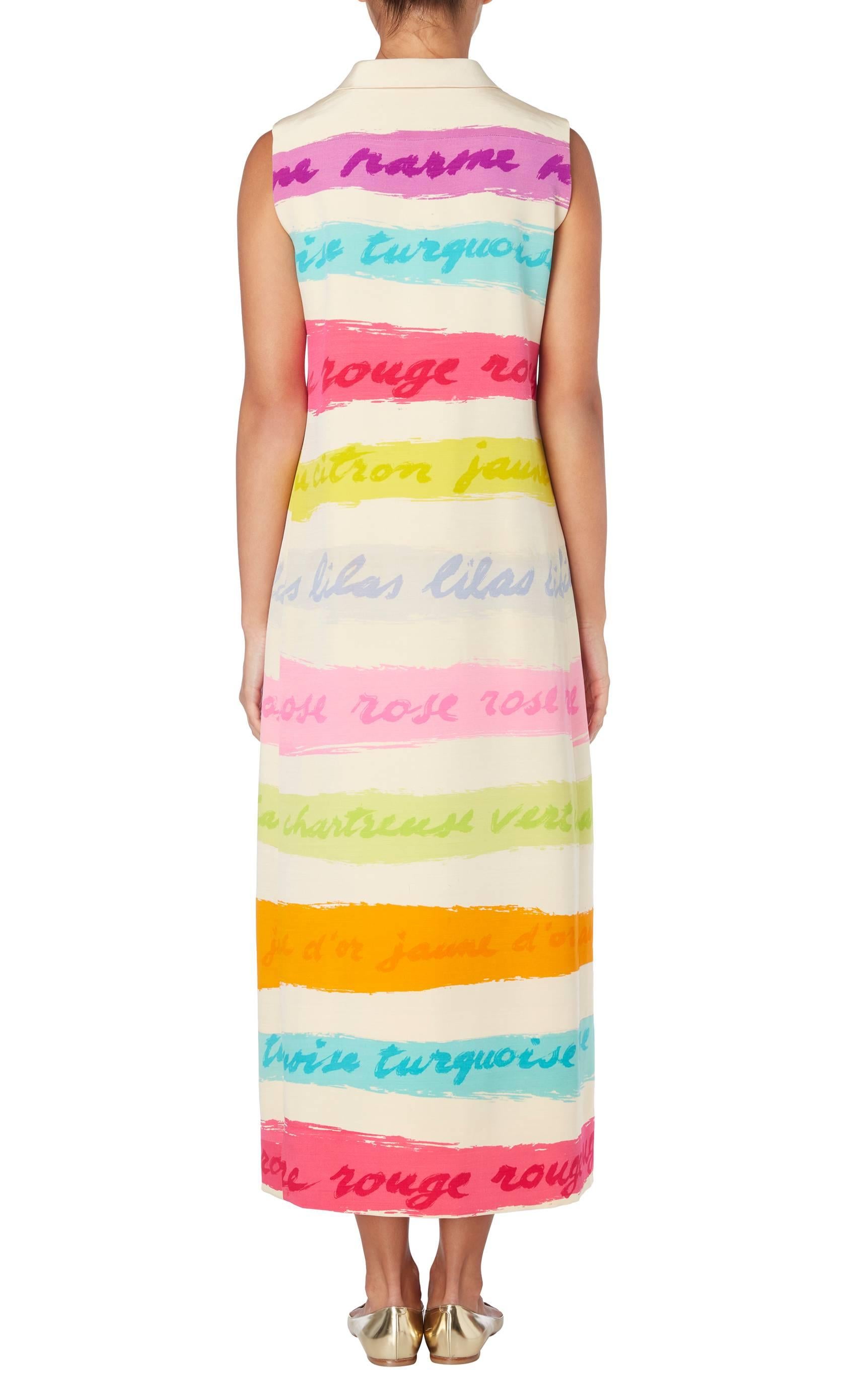 Beige Givenchy haute couture multicoloured maxi dress, circa 1966 For Sale