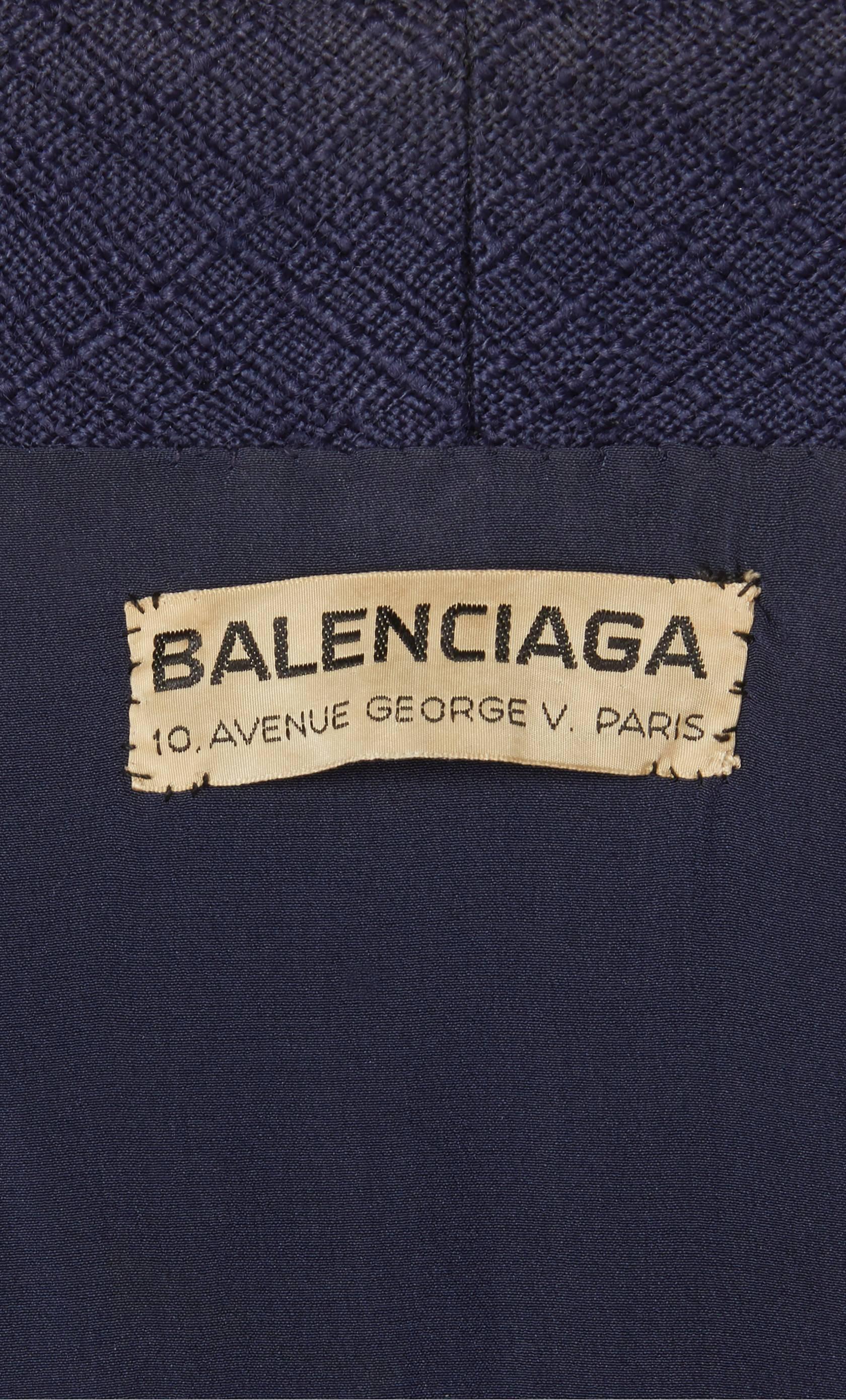 Women's Balenciaga haute couture navy skirt suit, circa 1963