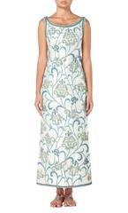 D'Roz ivory and turquoise beaded dress, circa 1964