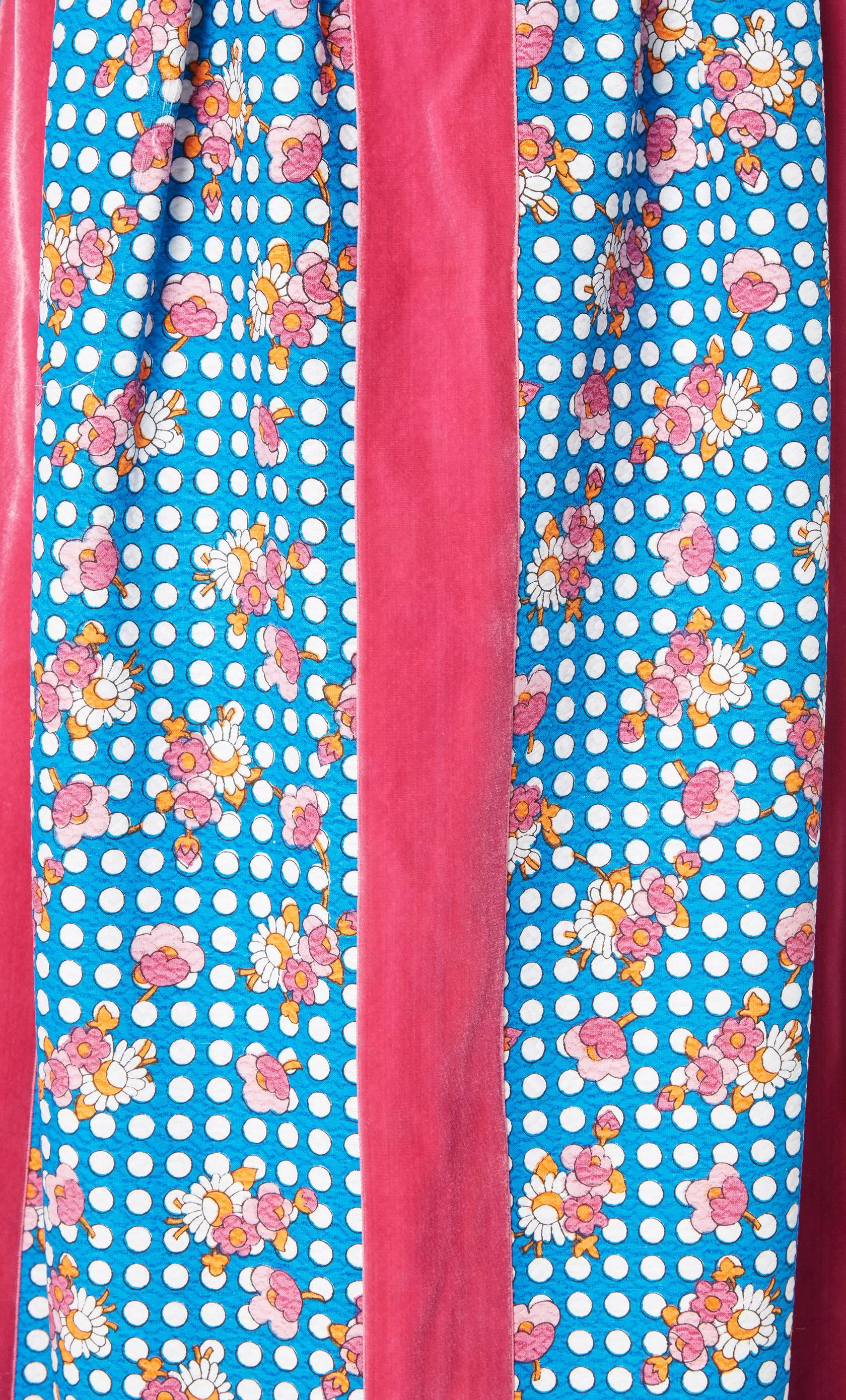 Women's Oscar de la Renta blue & pink printed maxi dress, circa 1968