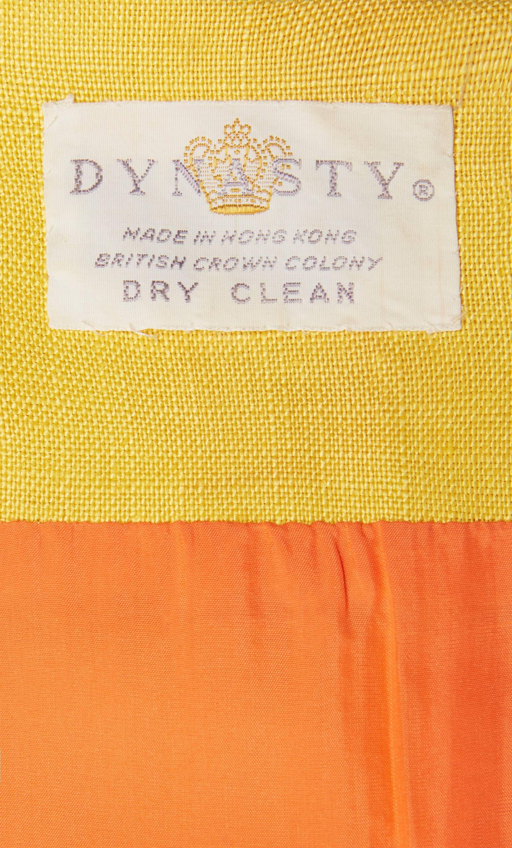 Dynasty orange and yellow dress, circa 1966 In Excellent Condition For Sale In London, GB