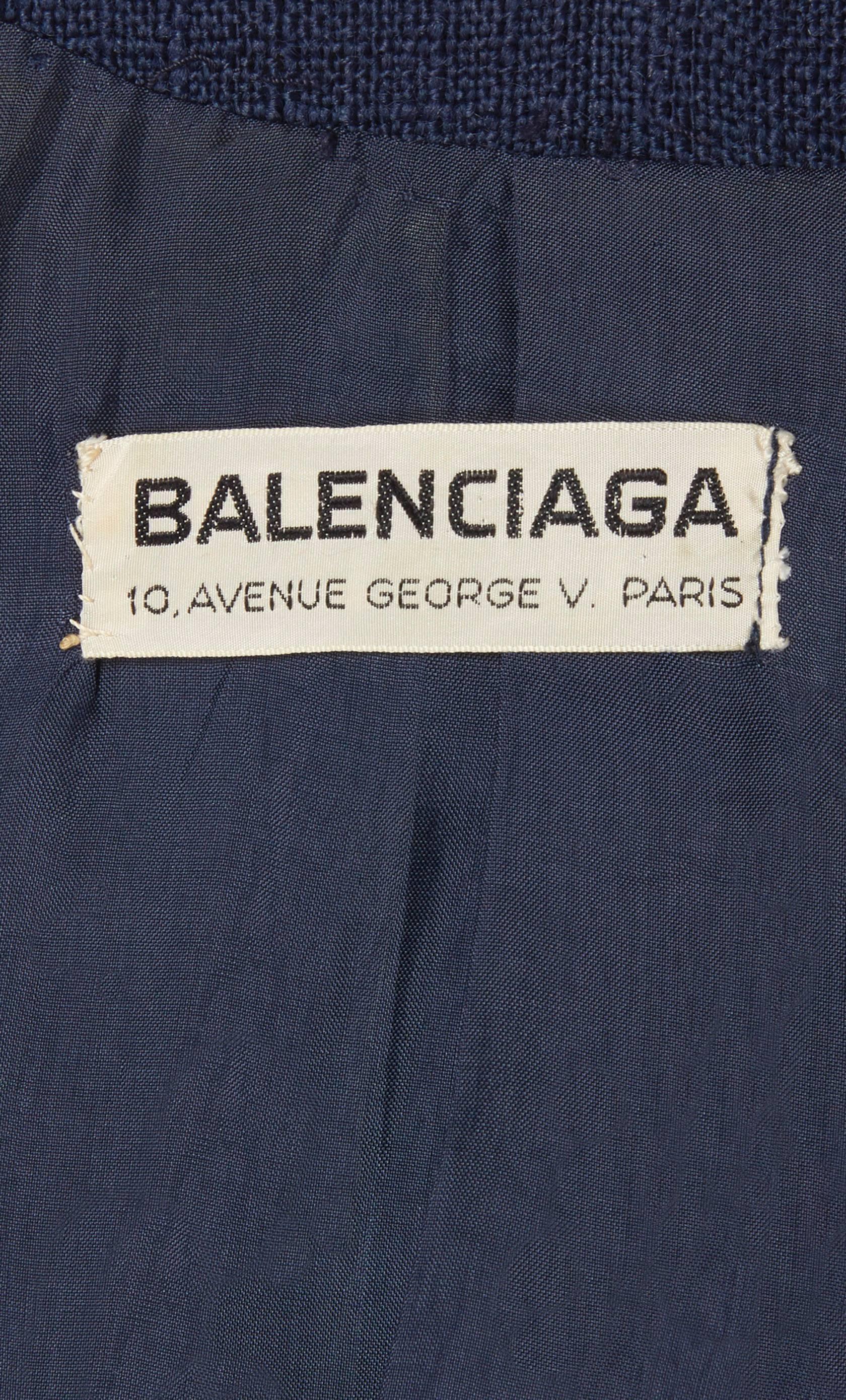 Women's Balenciaga haute couture navy skirt suit, circa 1963