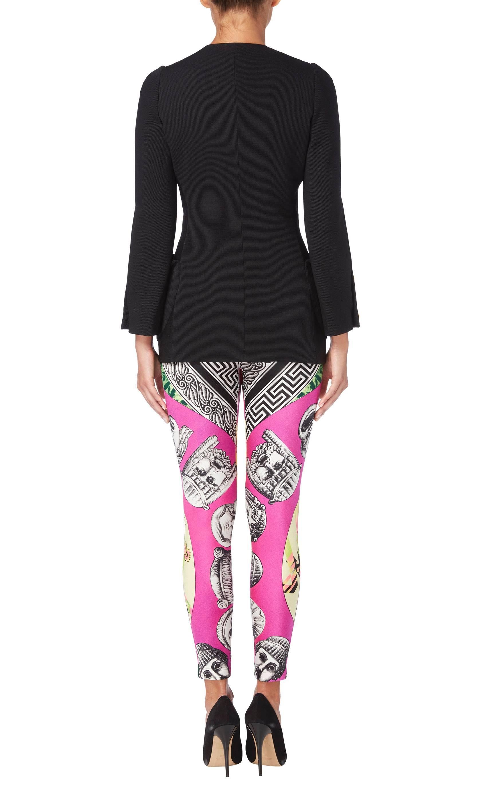 Versace Black jacket & printed leggings, Spring.Summer 1991 In Excellent Condition For Sale In London, GB