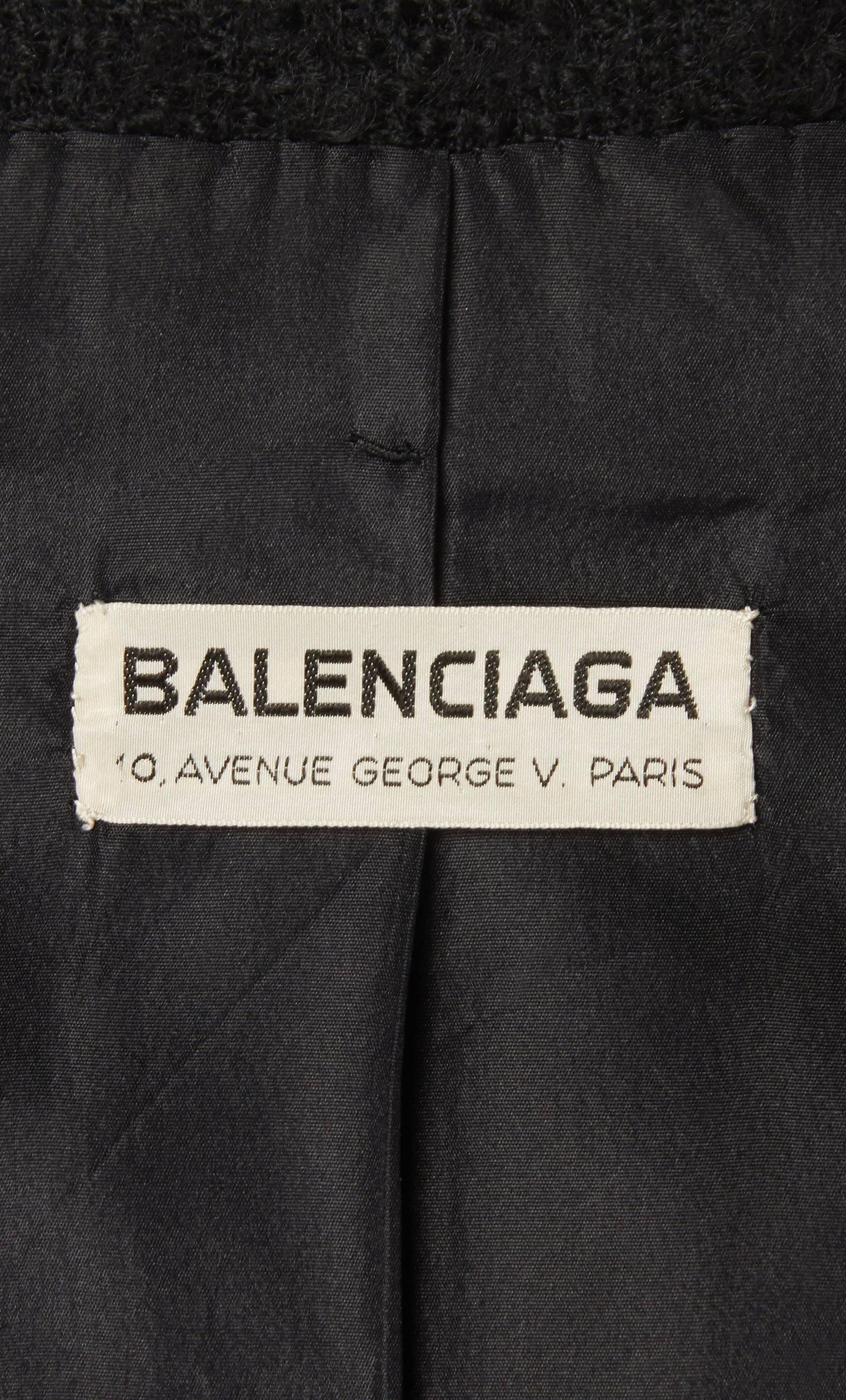 Balenciaga Haute couture black skirt suit, circa 1963 In Excellent Condition In London, GB
