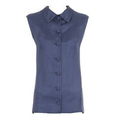 Balenciaga Haute Couture Navy Silk Shirt, Spring Summer 1968