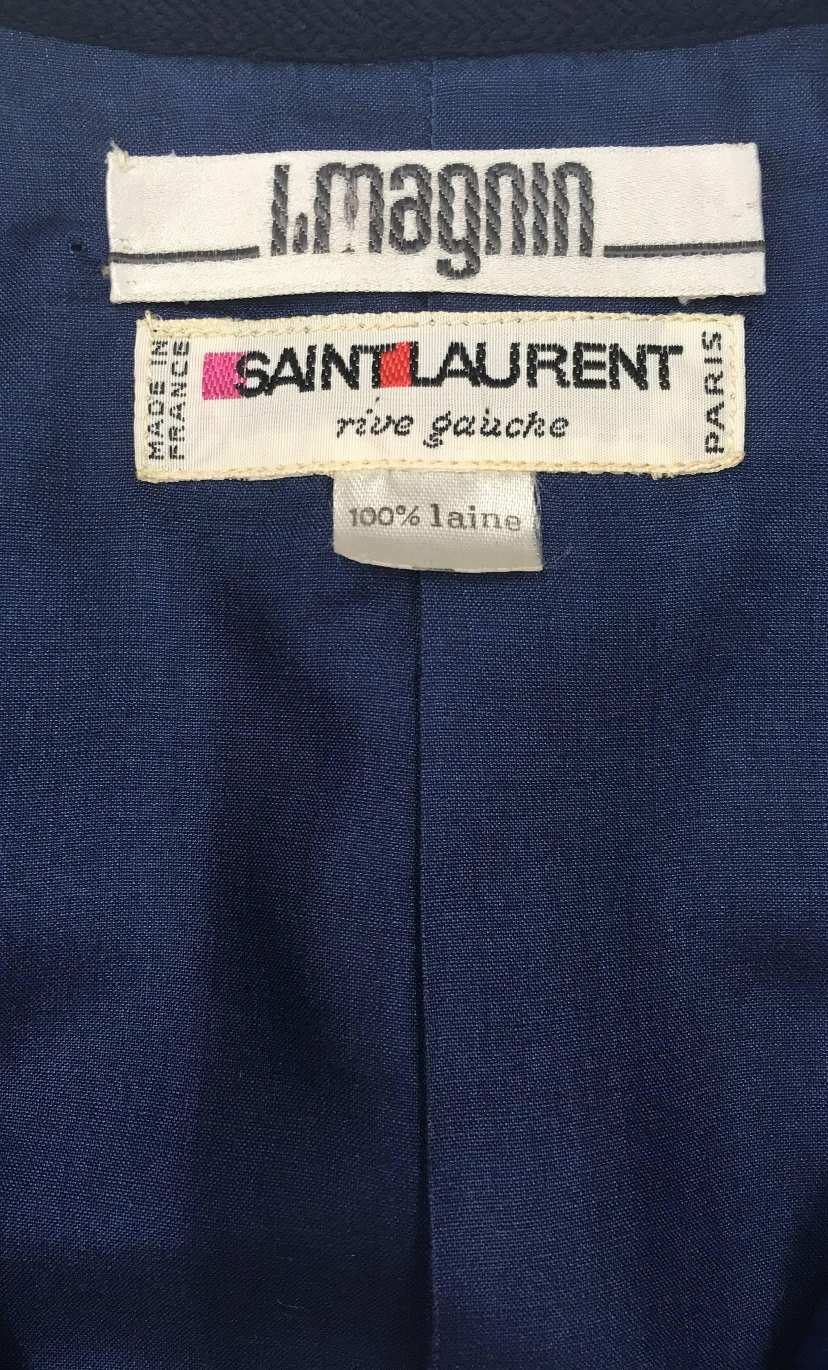 Women's Yves Saint Laurent Navy jacket, circa 1975 For Sale