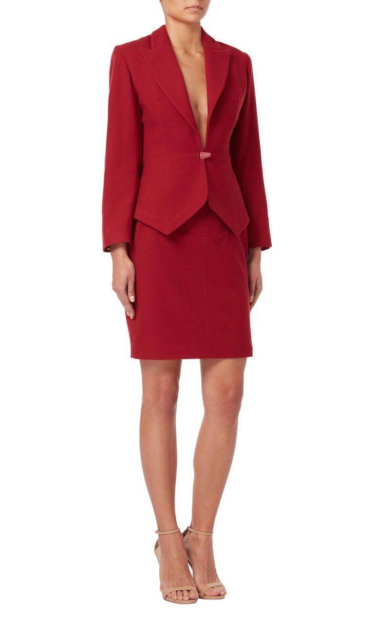Azzedine Alaia Red Skirt Suit Spring/Summer 1992 For Sale at 1stDibs