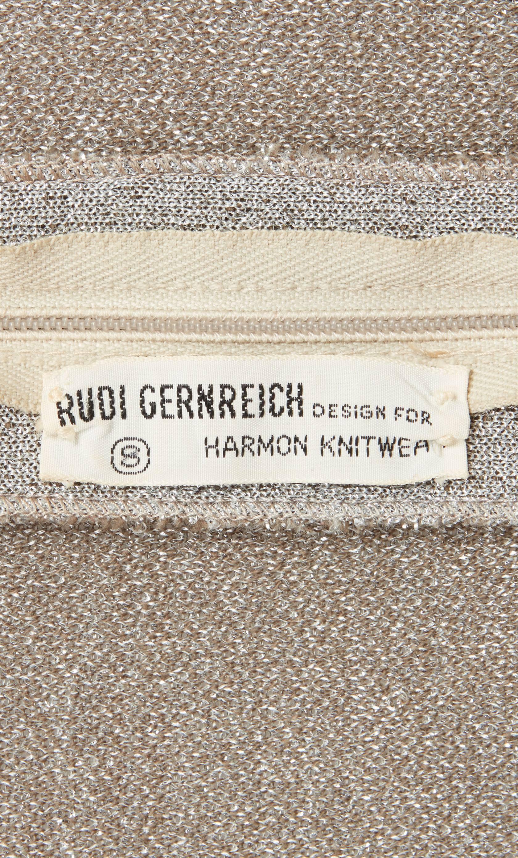 Rudi Gernreich silver lurex plunge mini dress with belt, circa 1968 For Sale 1