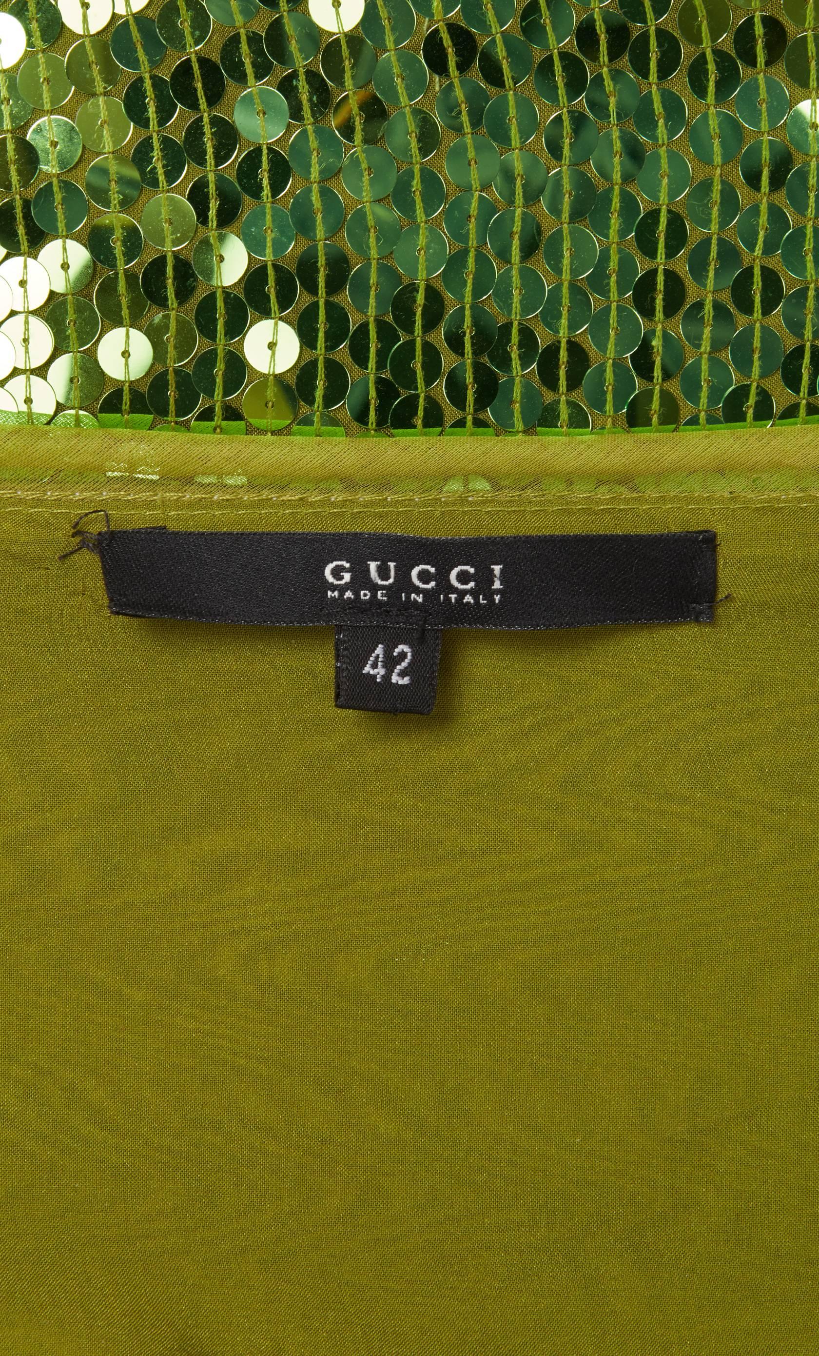 Grünes Paillettenkleid von Tom Ford für Gucci, Herbst/Winter 2004 im Angebot 1